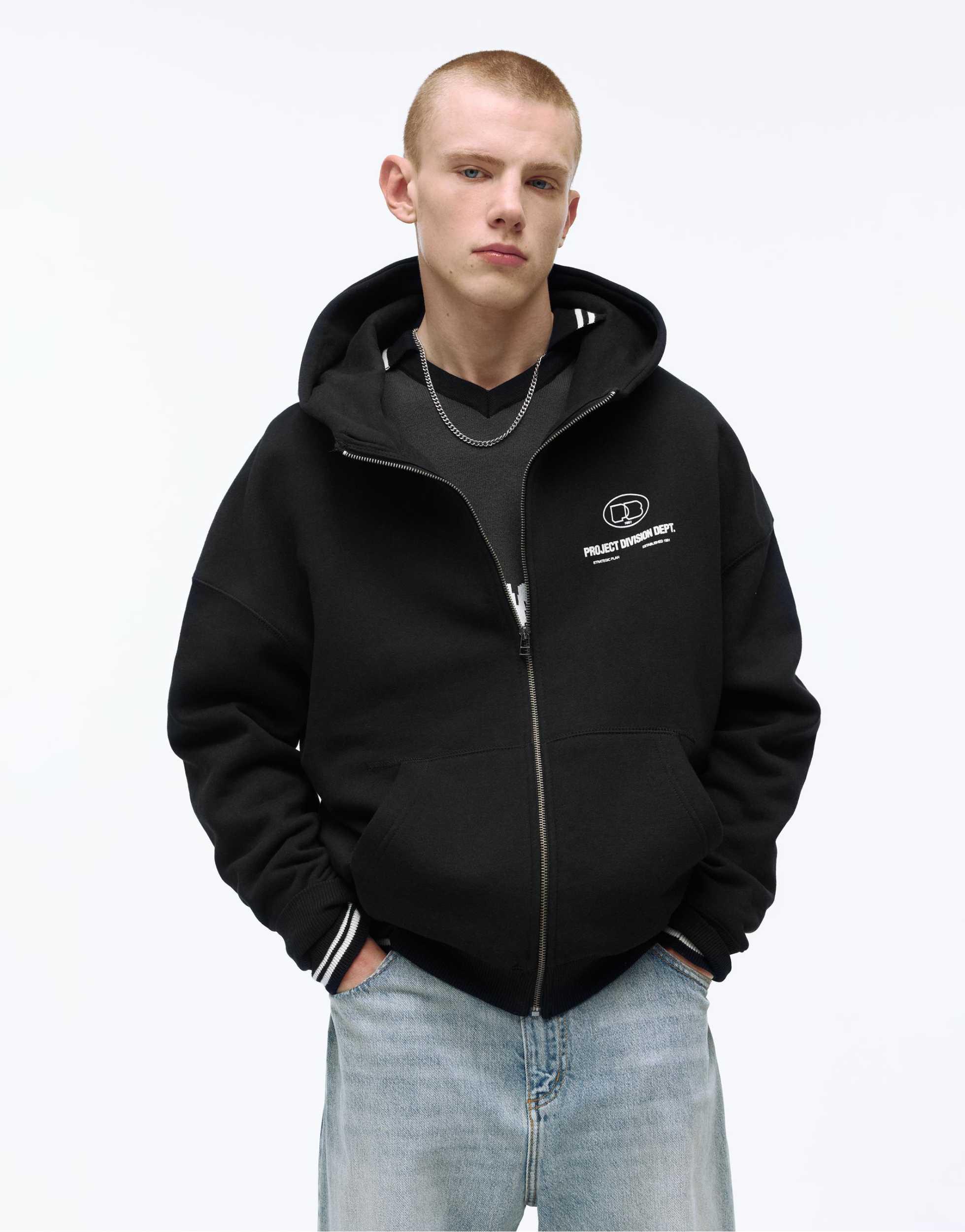 Sweat Graphique Pull&Bear Homme – Noir, Taille M, Imprimé, état Très Bon