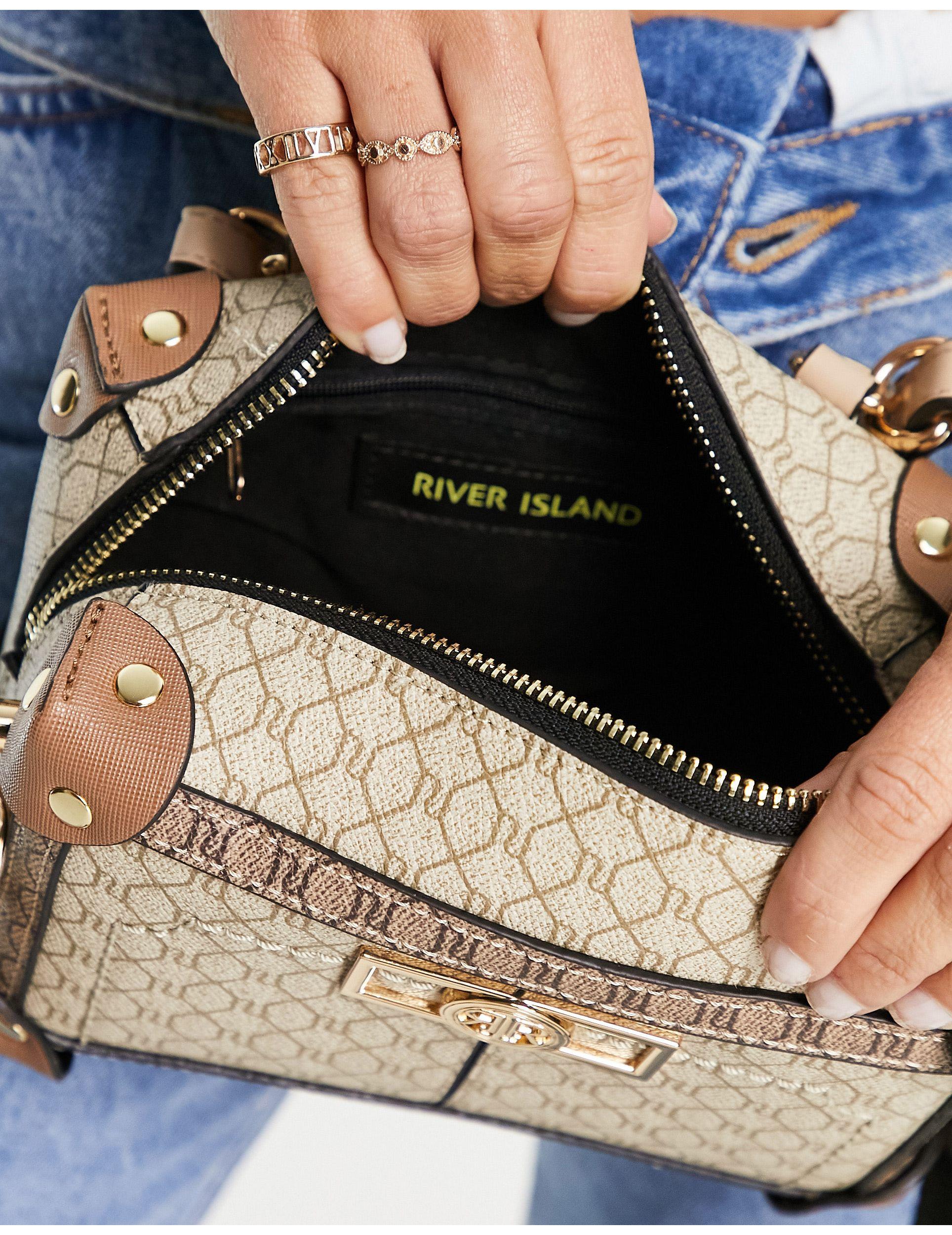 Sac à épaule River Island Beige Imprimé Floral – Taille Moyenne, Occasion