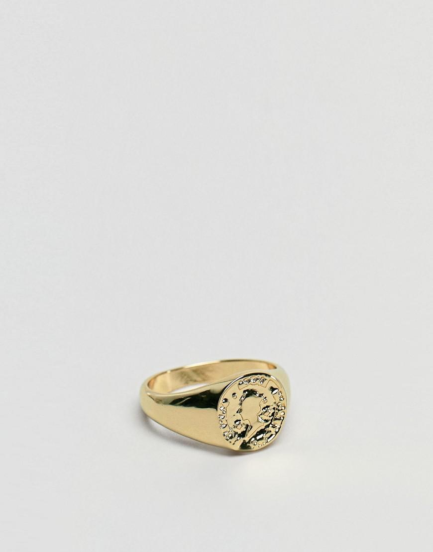 ASOS Pinky Ring With Coin In Gold Tone in Metallic for Men Lyst