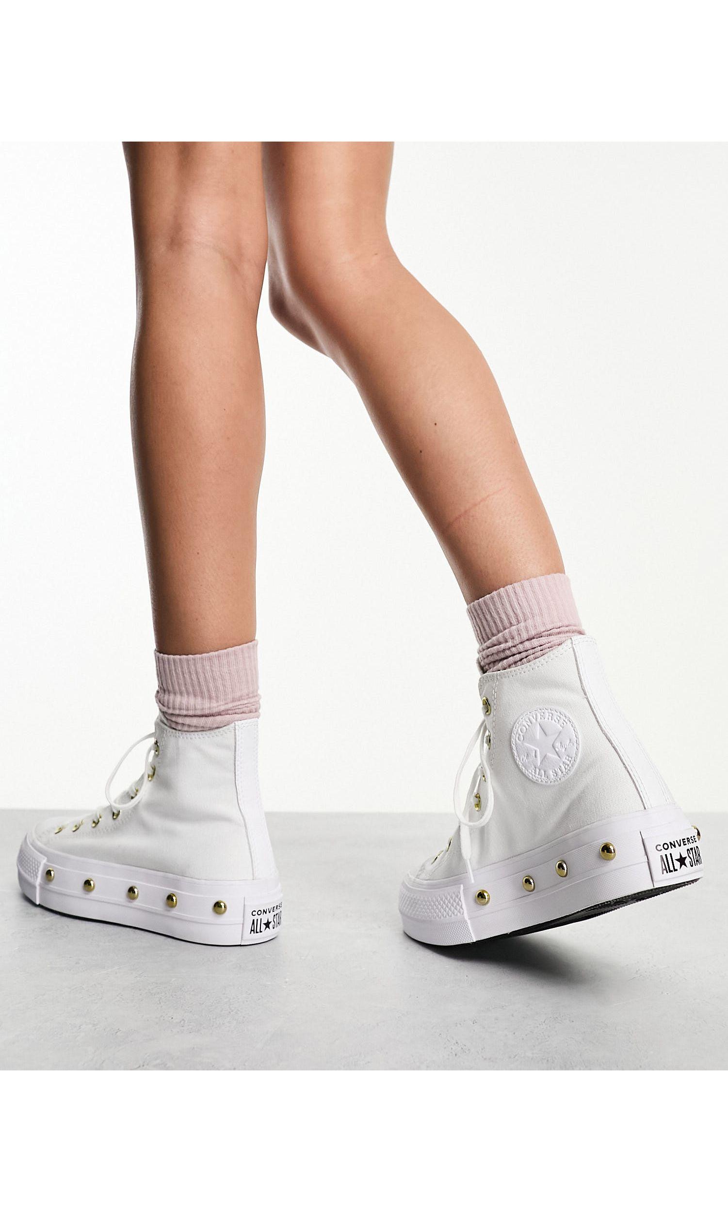 Converse Chuck Taylor All Star Lift Star-studded Platform Sneakers in White  | Lyst