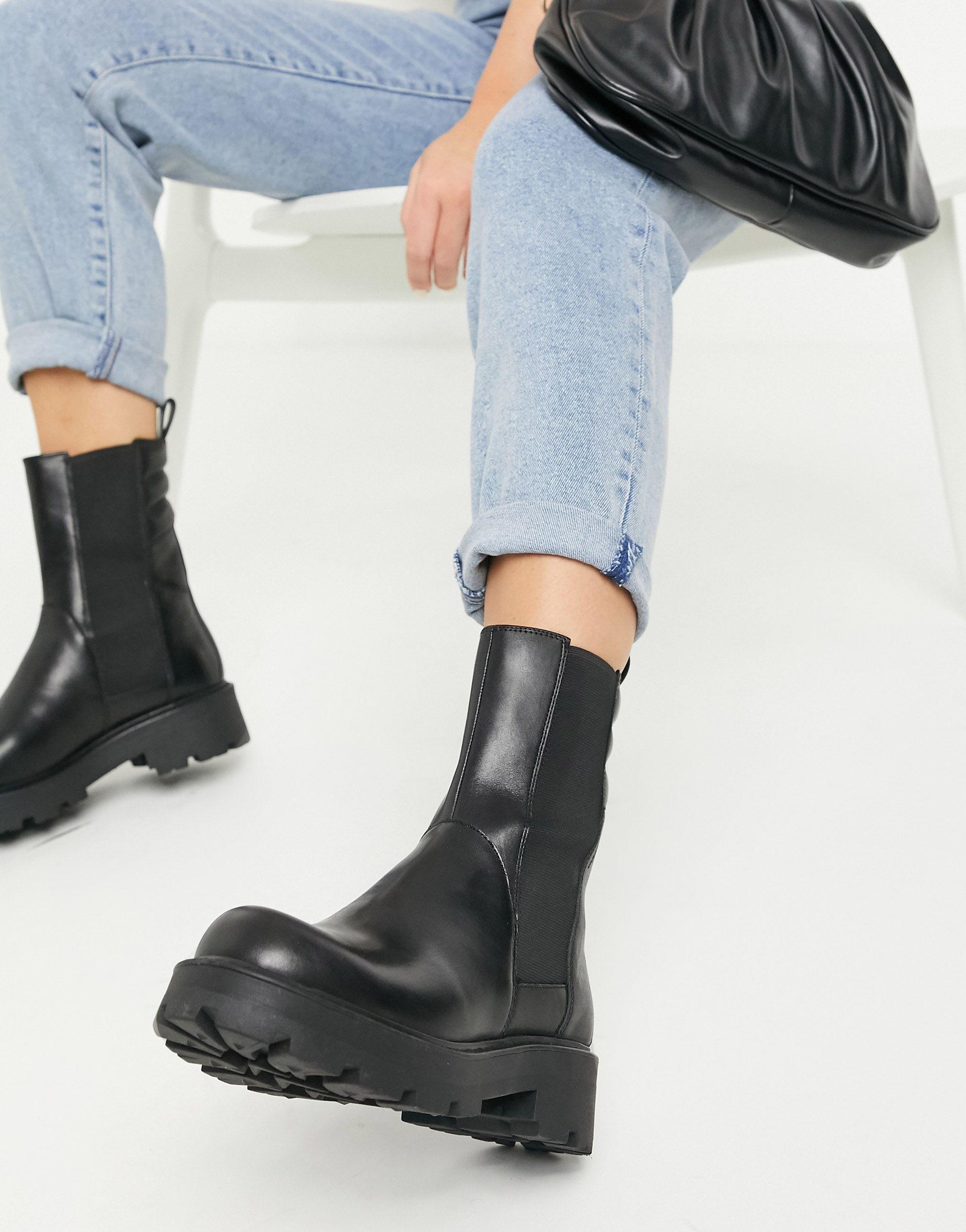 Vagabond Shoemakers – cosmo 2.0 – flache, wadenhohe ankle-boots in Schwarz  | Lyst DE