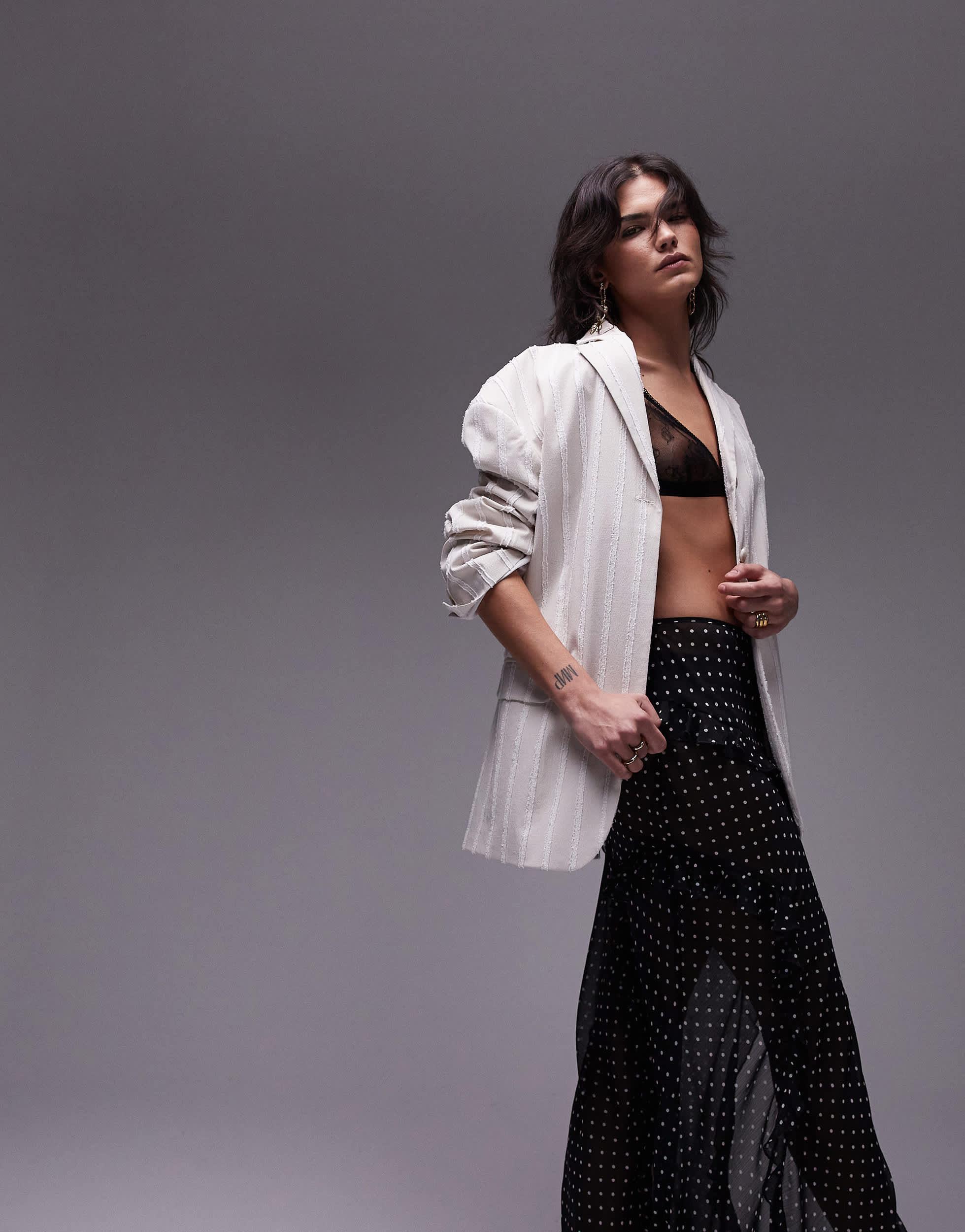 Jupe Bleue Et Blanche Topshop – Taille 12, Style A-Line, Coton, Occasion Très Bon état