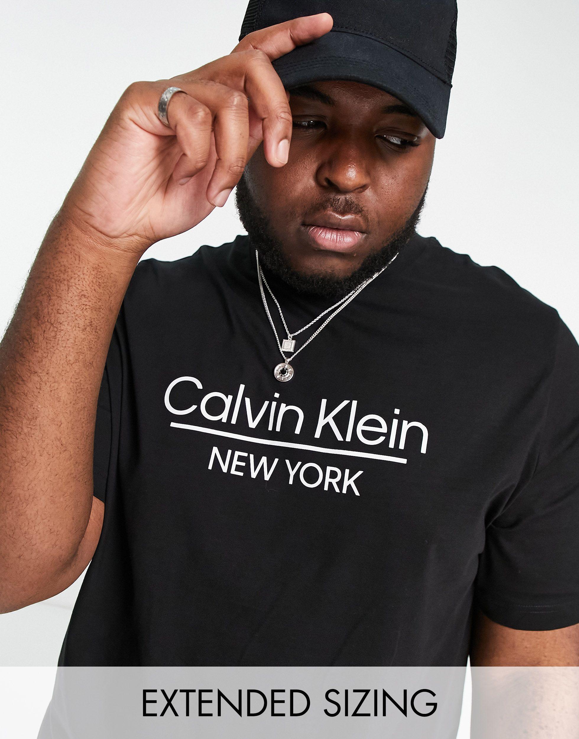 Calvin Klein Big & Tall Centre Logo T-shirt in Black for Men | Lyst