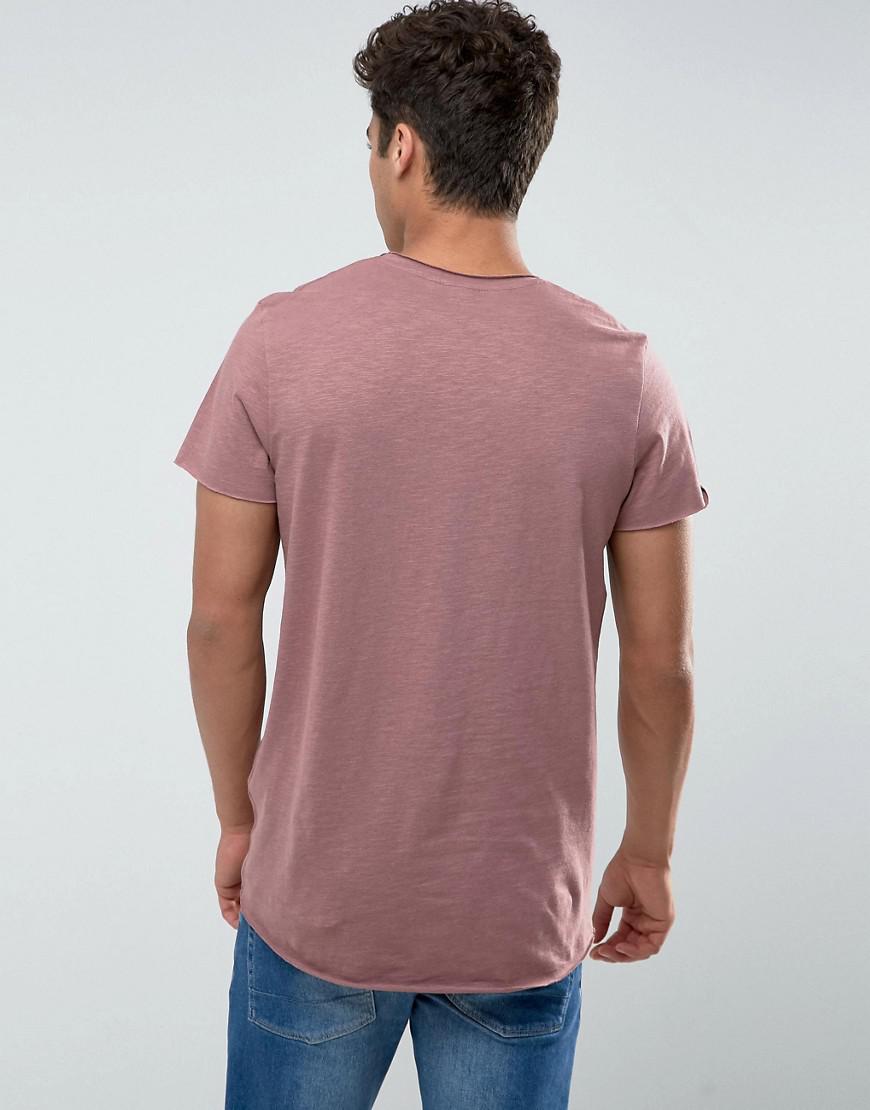 Jack & Jones Cotton Originals Long Line T-shirt With Scoop Neck And Raw Hem  in Red for Men - Lyst