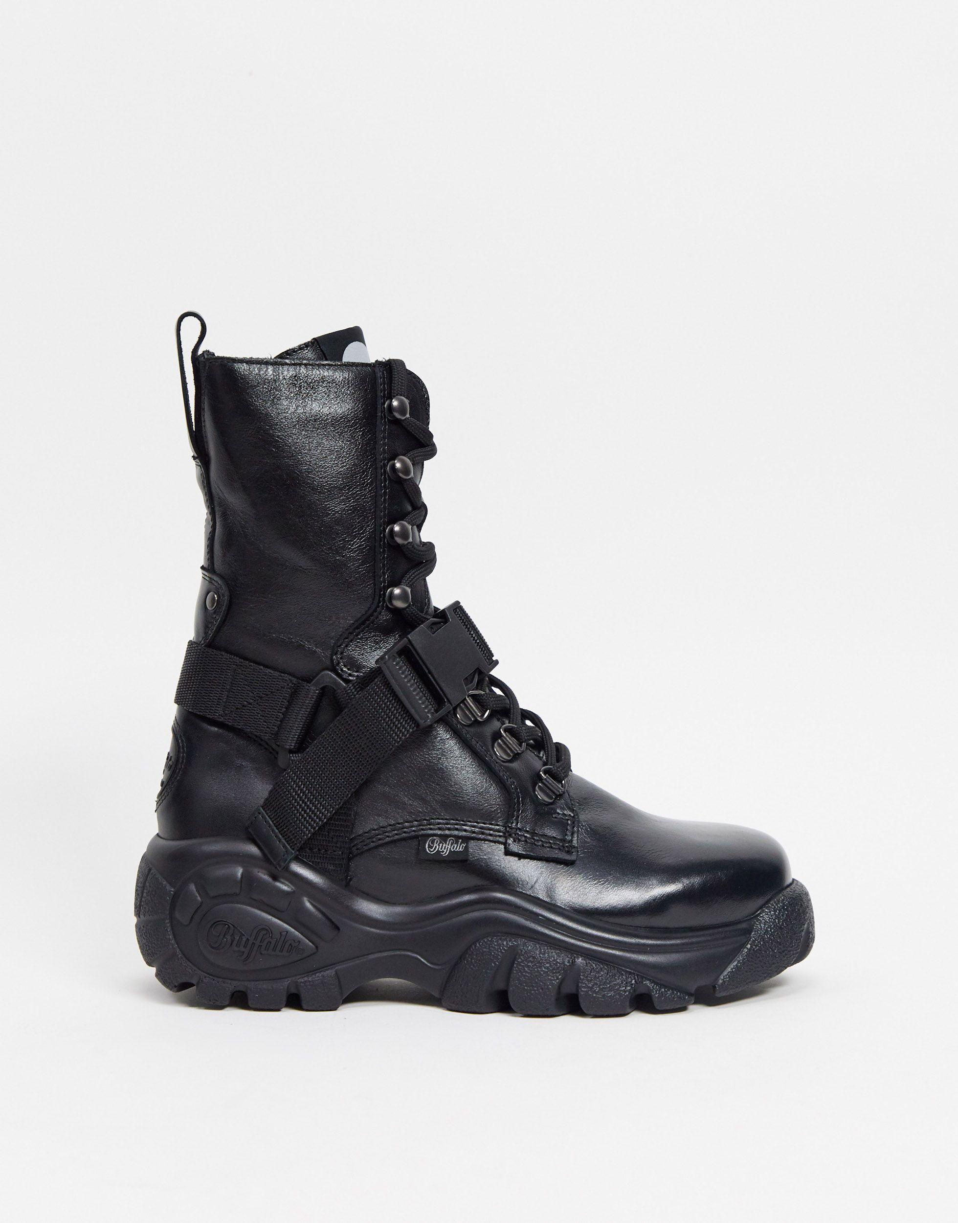London - Lidia - Stivaletti comodi con suola spessa neriBuffalo in Pelle di  colore Nero | Lyst