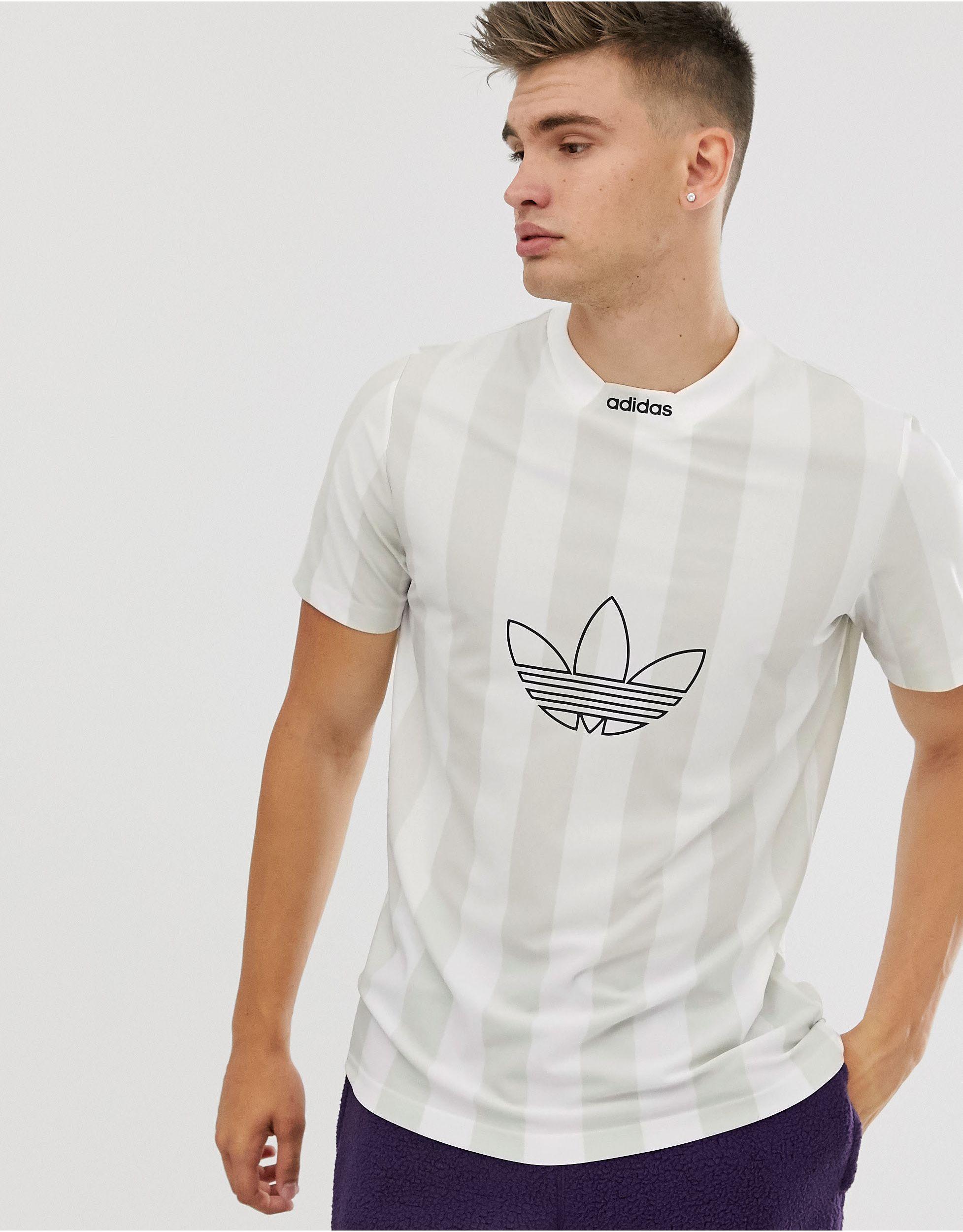 adidas Originals T-shirt With Stripes And Central Logo in White for Men -  Lyst