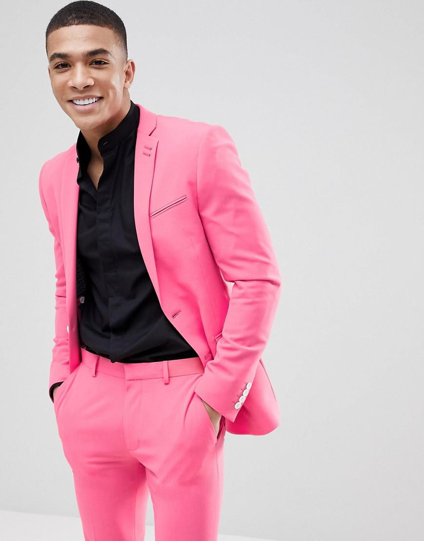pink skinny suit