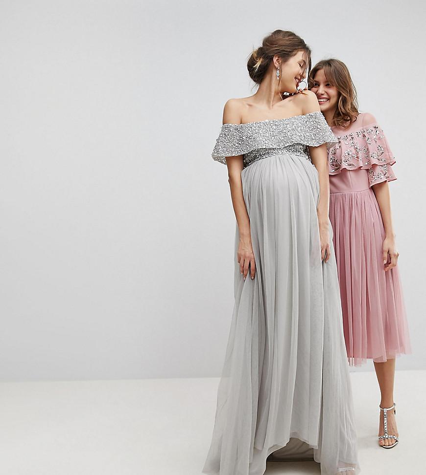 sequin top maternity dress