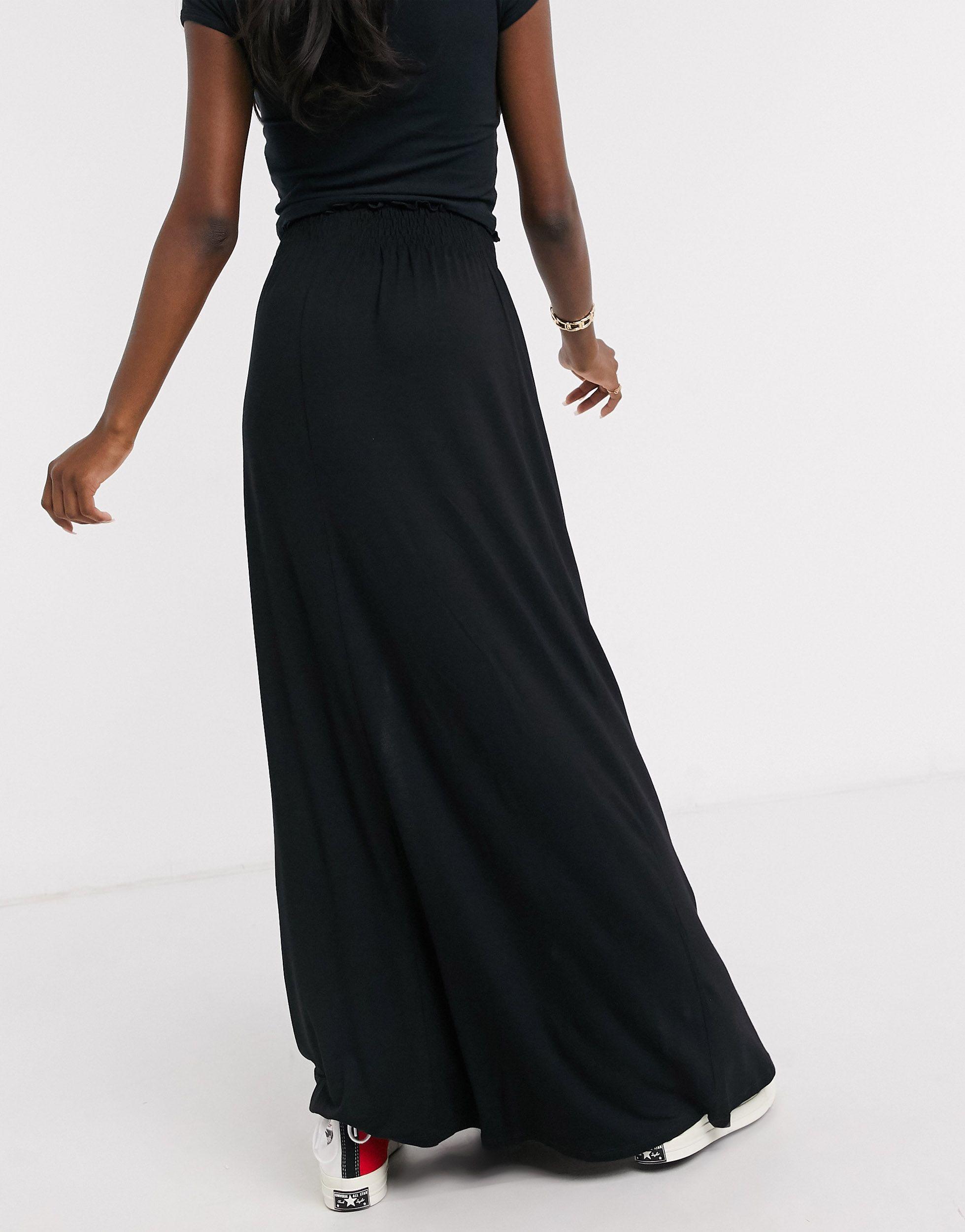 shirred waist maxi skirt