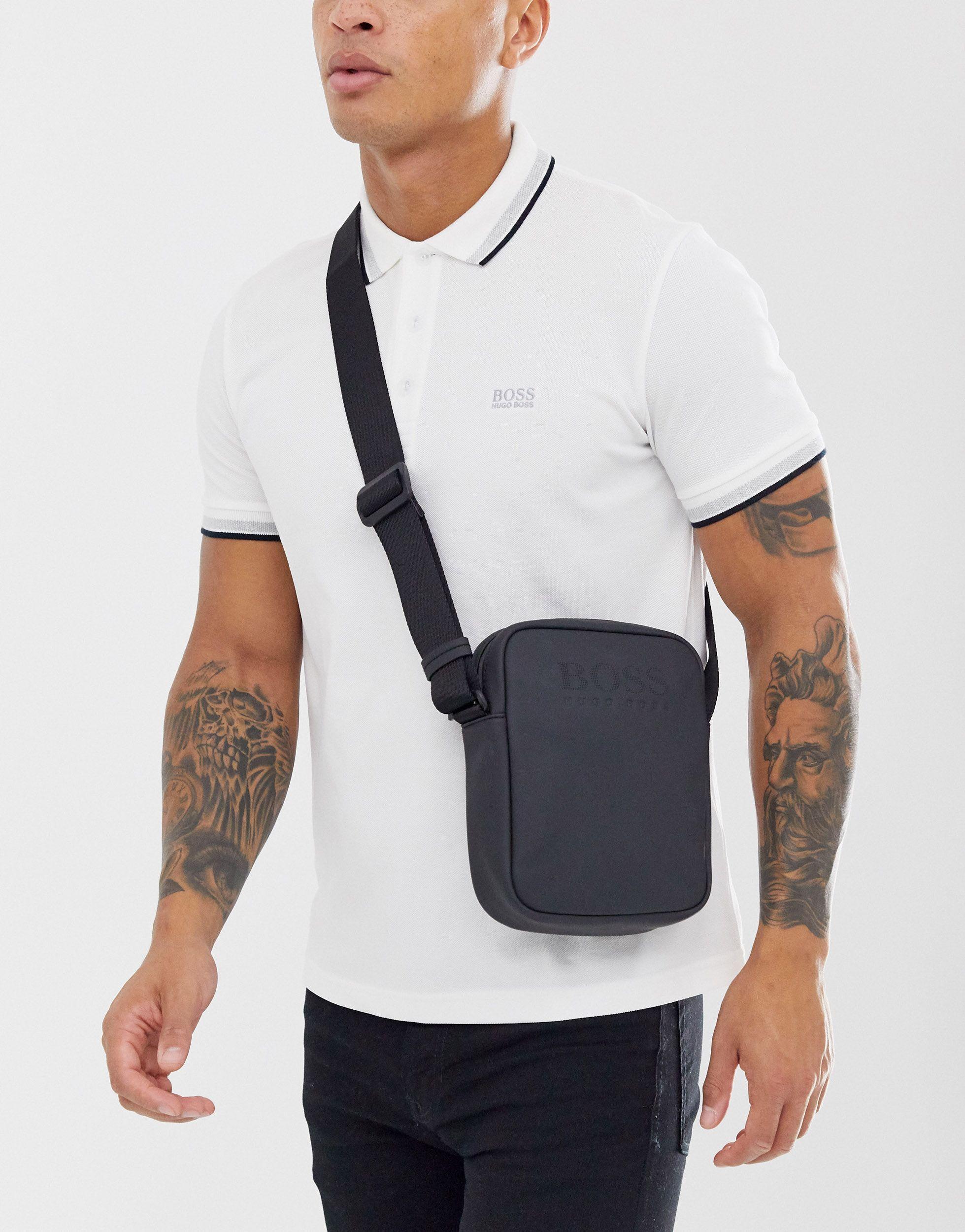 BOSS by HUGO BOSS Leather Hyper Rubberised Crossbody Bag in Black for Men |  Lyst Australia