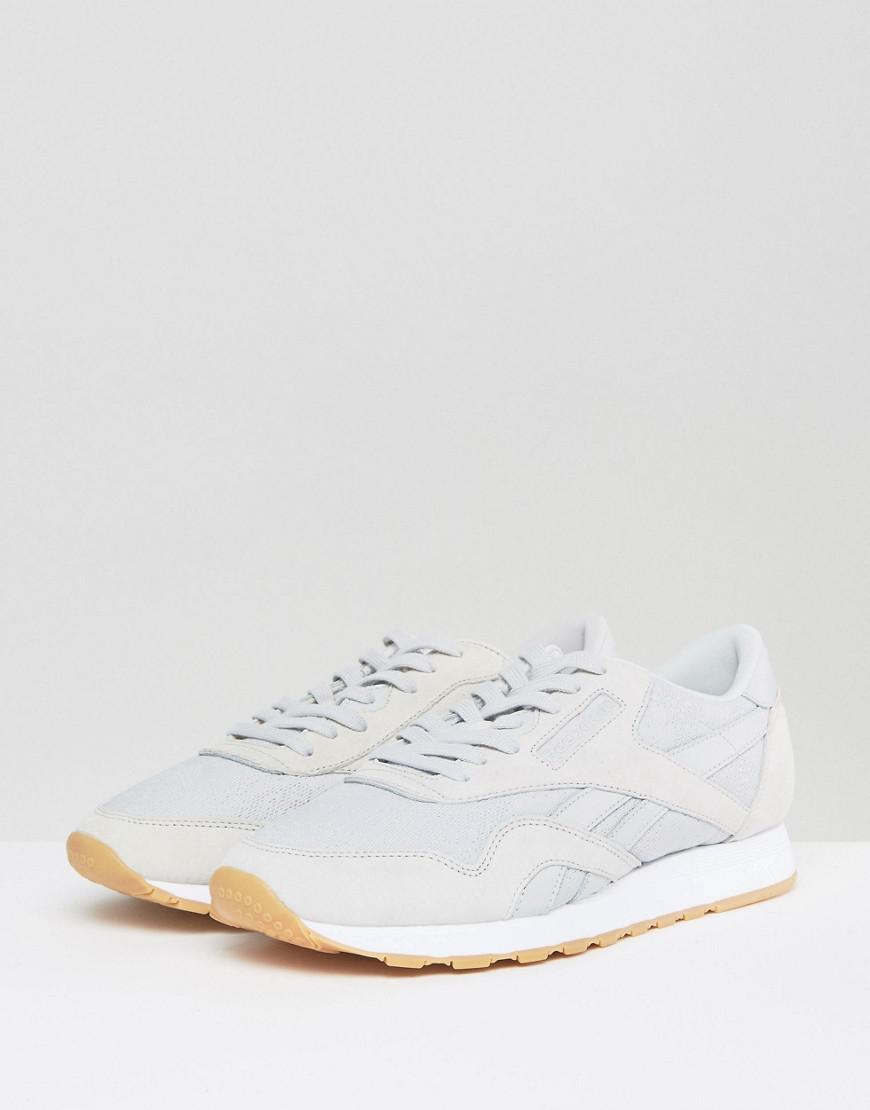 reebok classic leather nylon hs trainers in grey bd6004