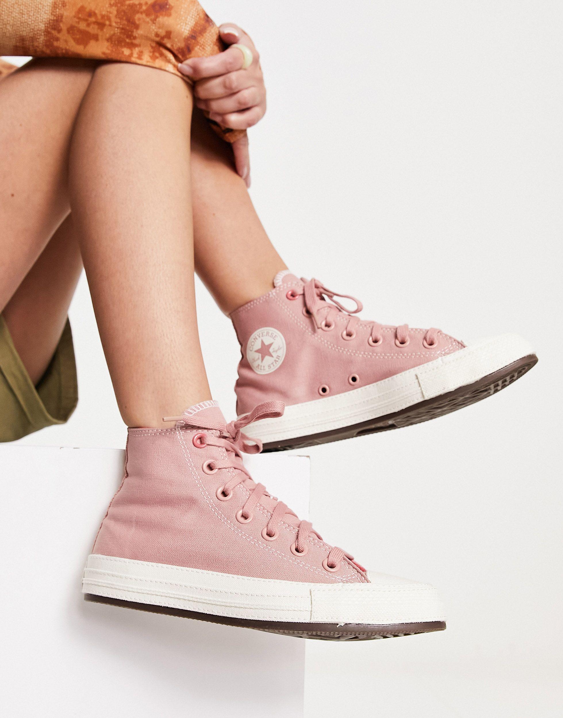 Converse All Hi Trainers Pink | Lyst