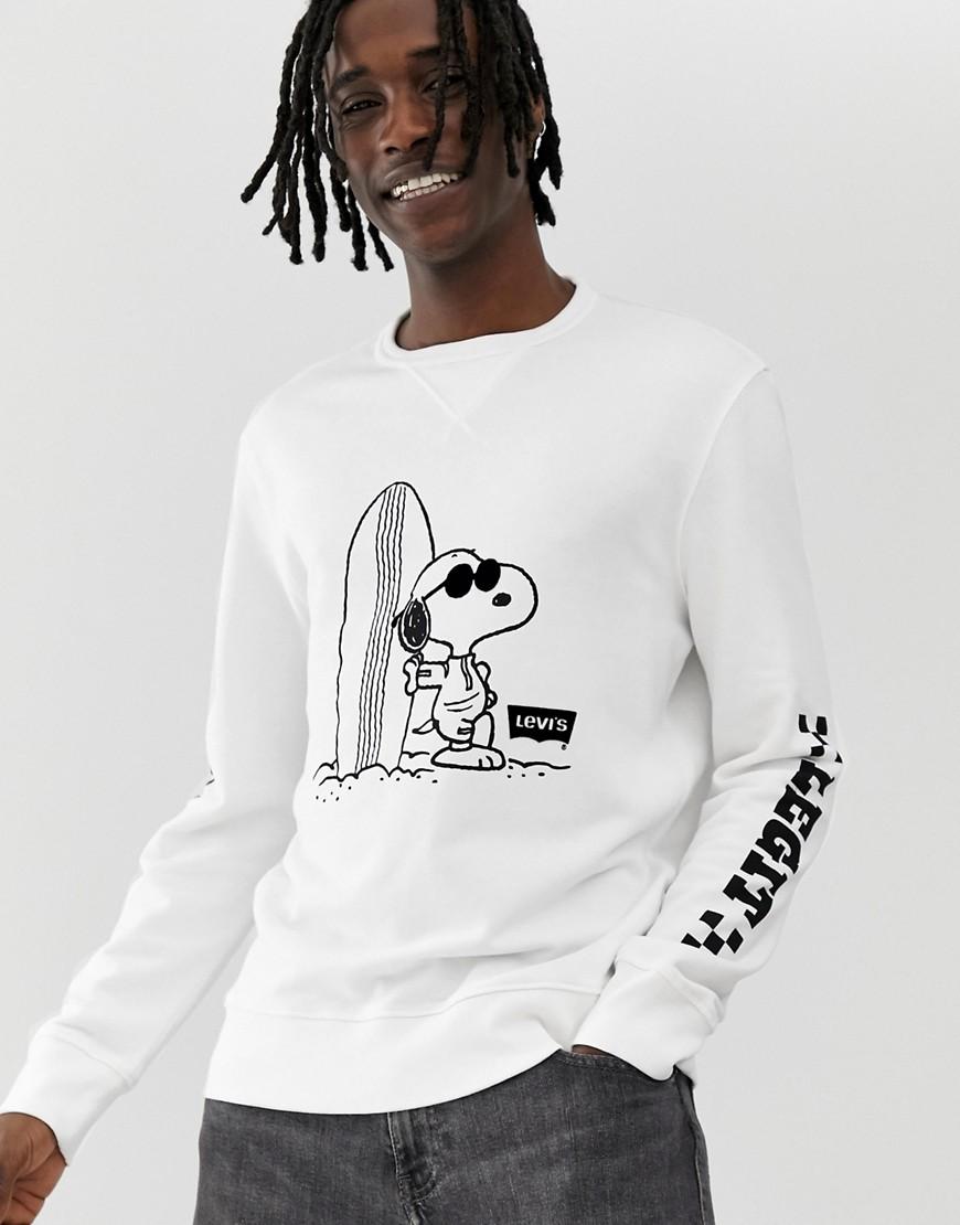 Levi's Cotton X Peanuts Snoopy White Crew Neck Sweatshirt for Men - Lyst