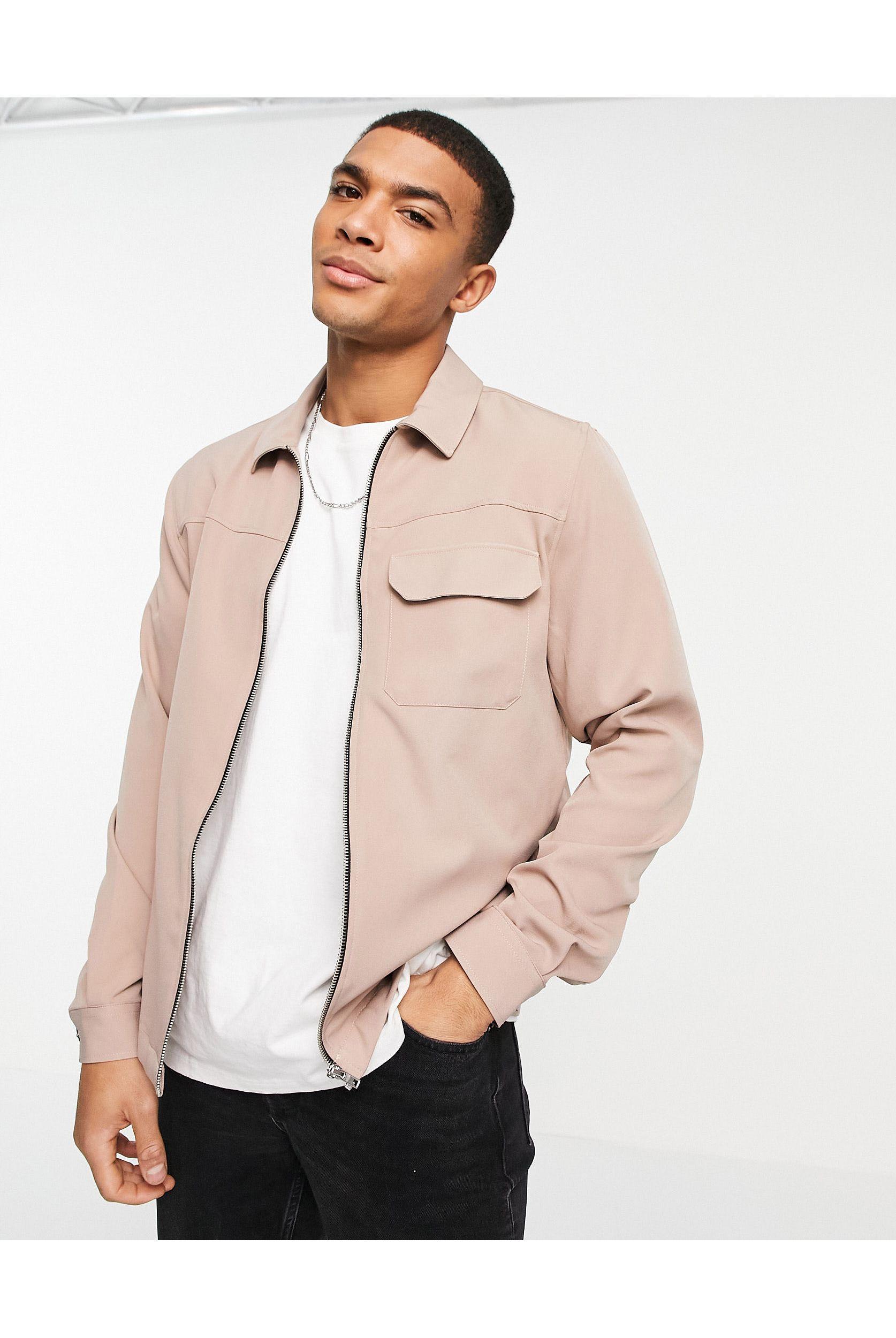River Island Over Shirt Jacket in Pink 