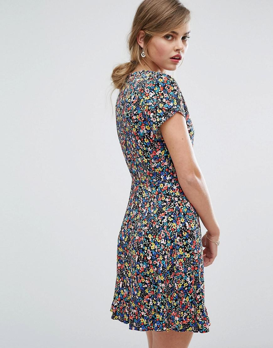 ditsy wrap dress