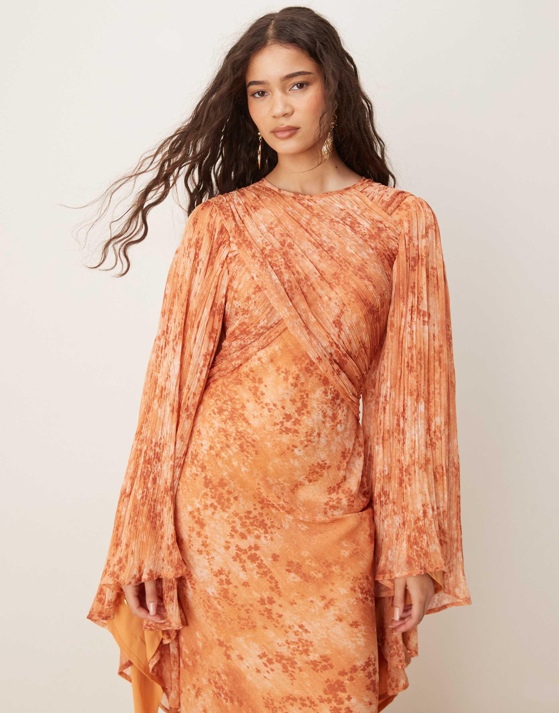 knee length dresses for ladies Blush Floral Long Sleeve Maxi Dress - Floral Dresses
