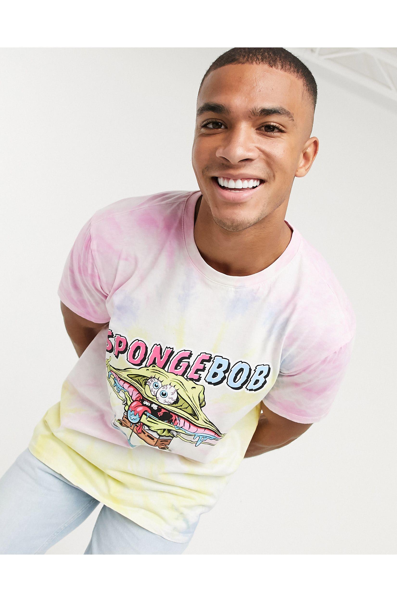 T-shirt tie-dye con spongebob da Uomo di Bershka in Rosa | Lyst