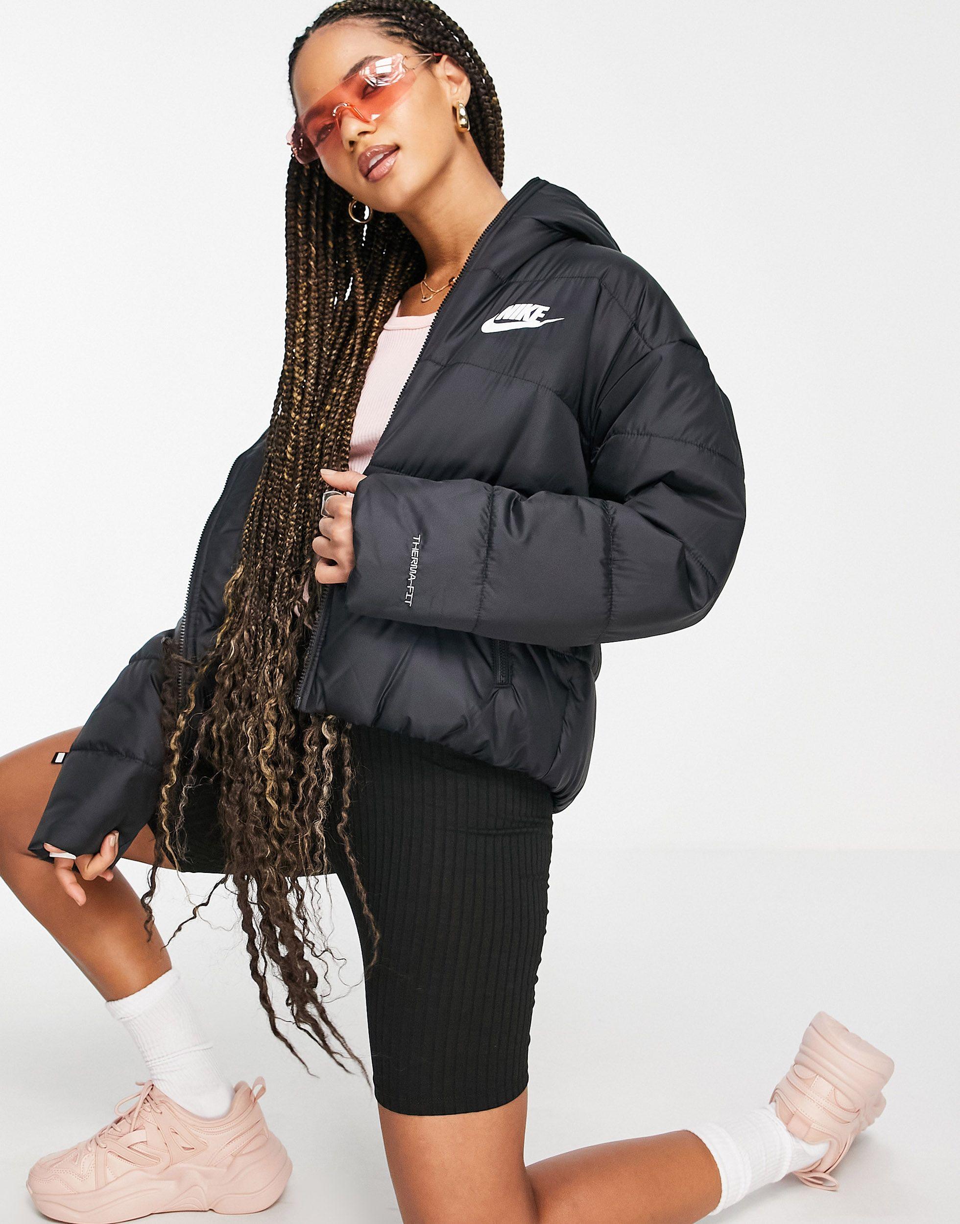 Nike Classic Padded Jacket With Hood in Black | Lyst