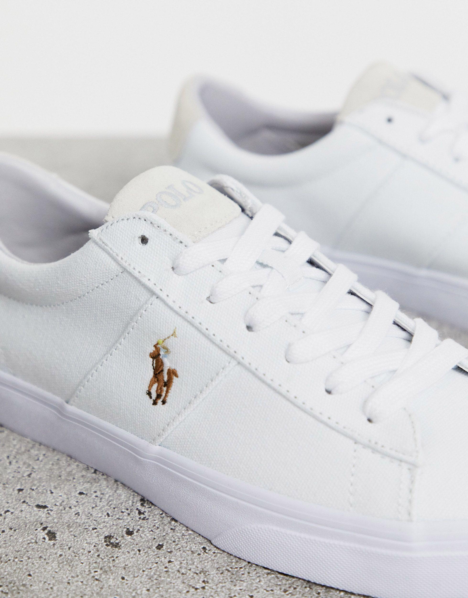 Polo Ralph Lauren Sayer Canvas Trainer With Multi Polo Player In White for  Men | Lyst