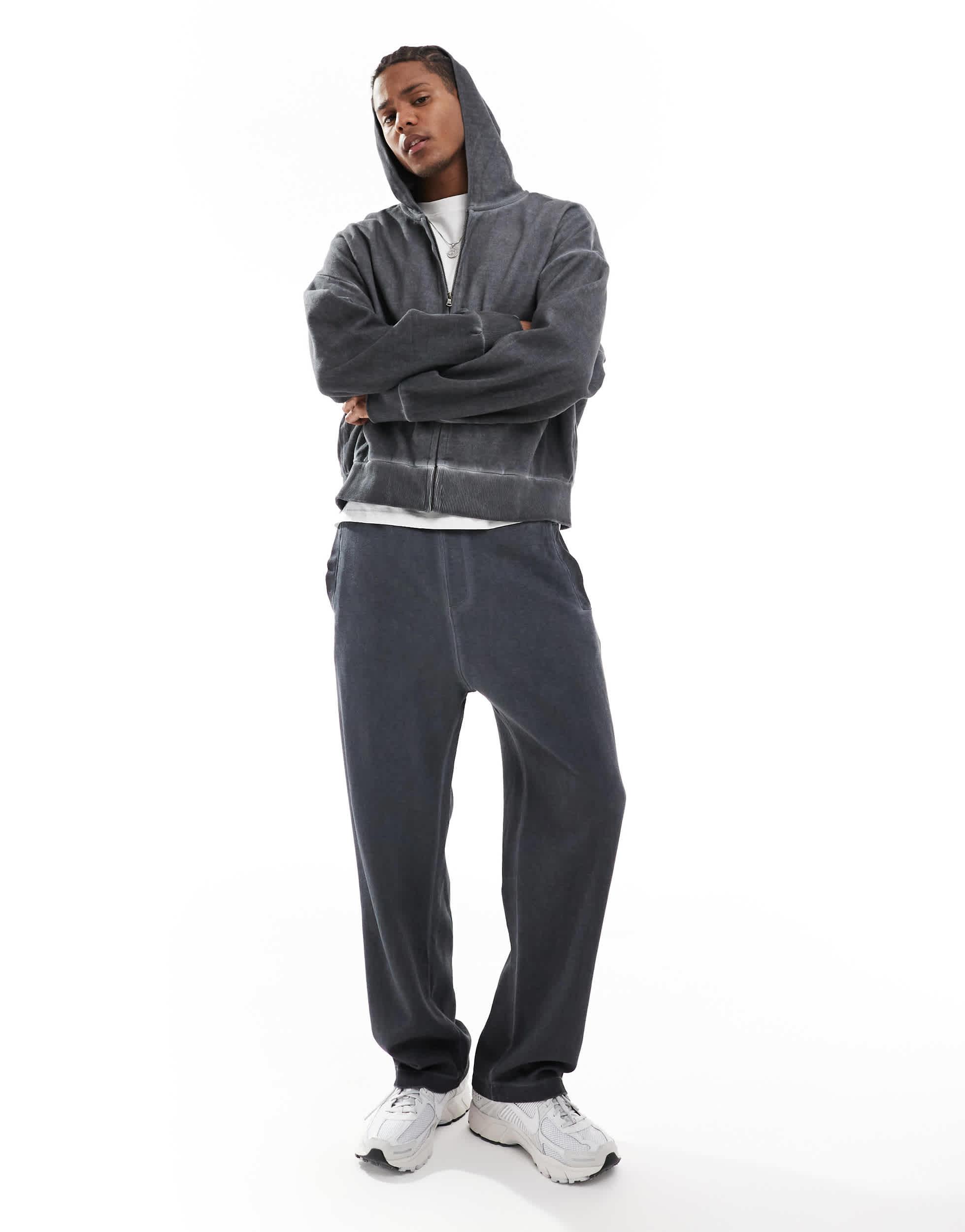 Bershka Washed Wide Leg Jogger Tracksuit in Blue for Men Lyst