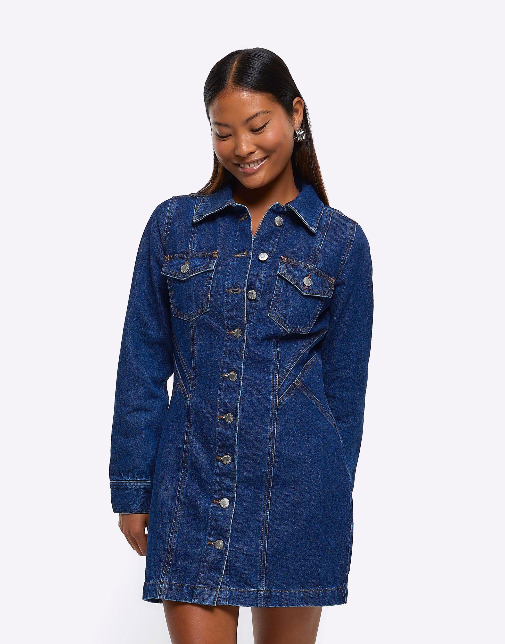 River Island Denim Mini Dress in Blue Lyst UK