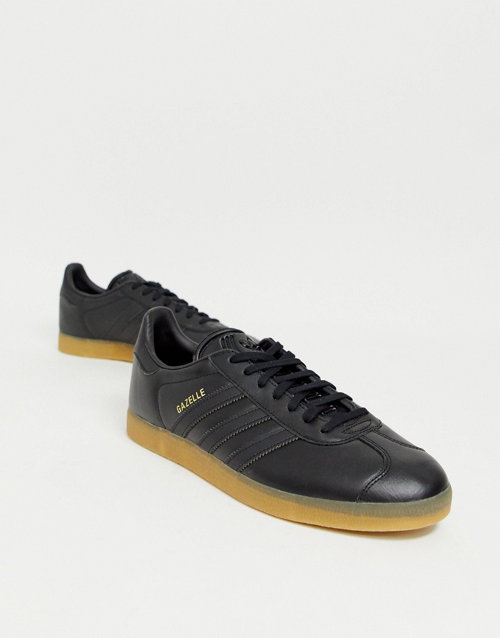 adidas all black leather gazelle