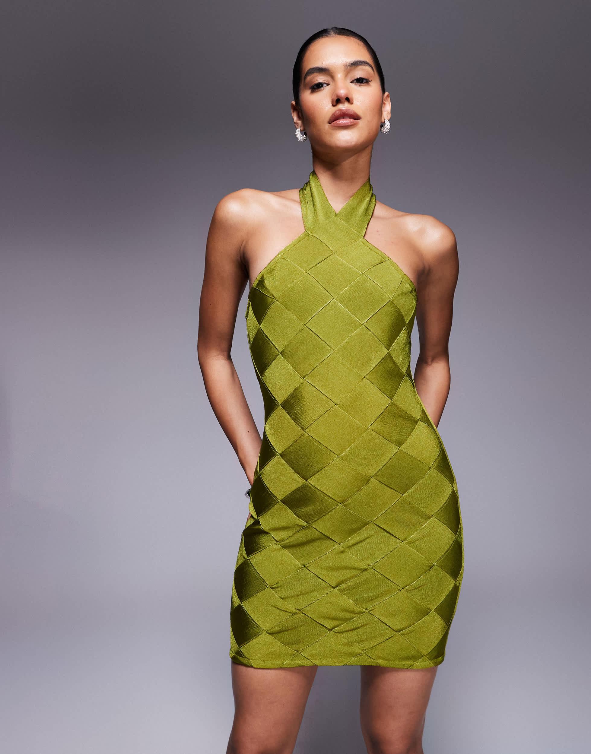 green emerald velvet dress Taraji Bandage Mini Dress