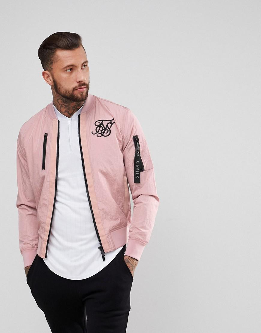SIKSILK Bomber Jacket In Pink Men | Lyst