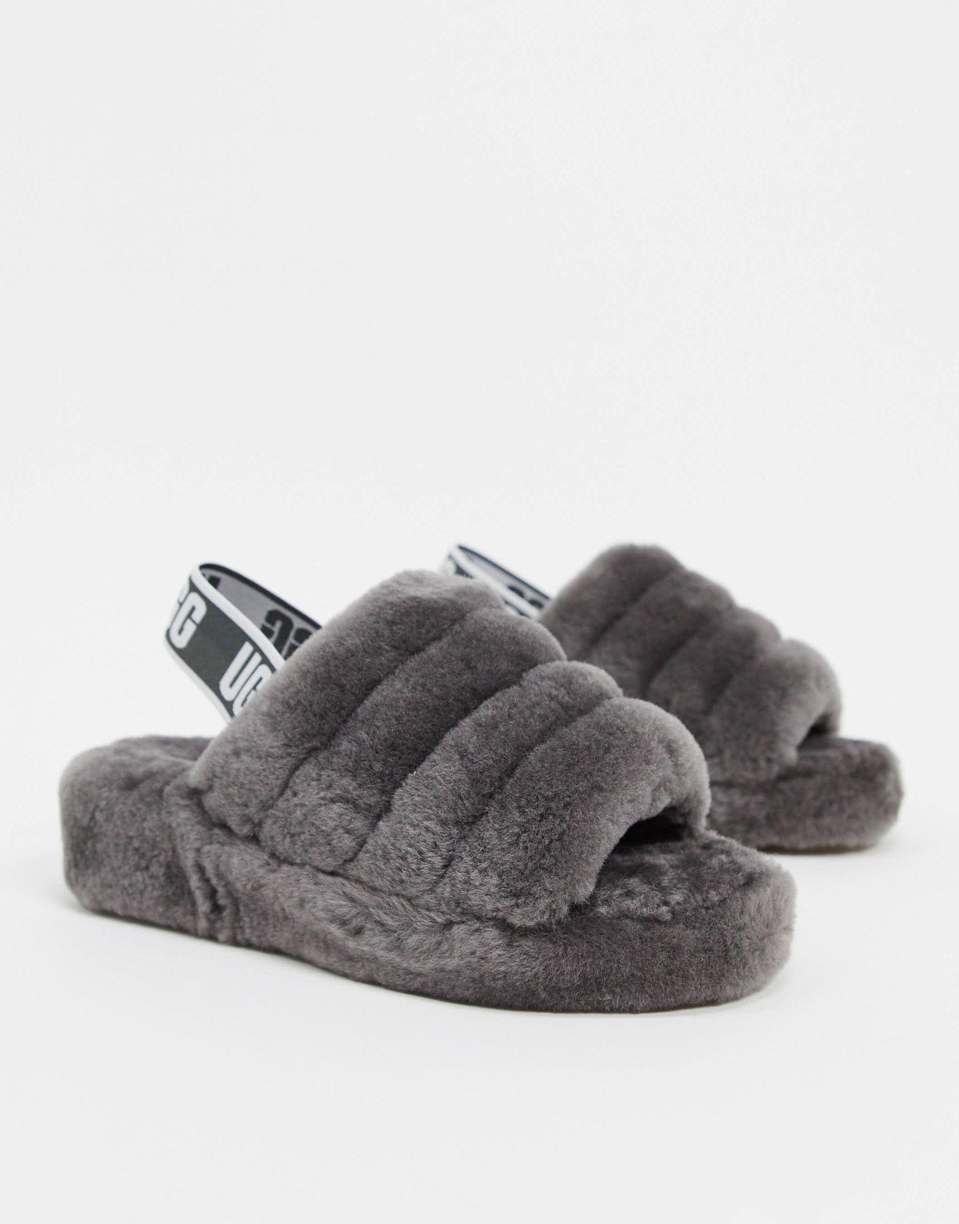 fluffy slides grey