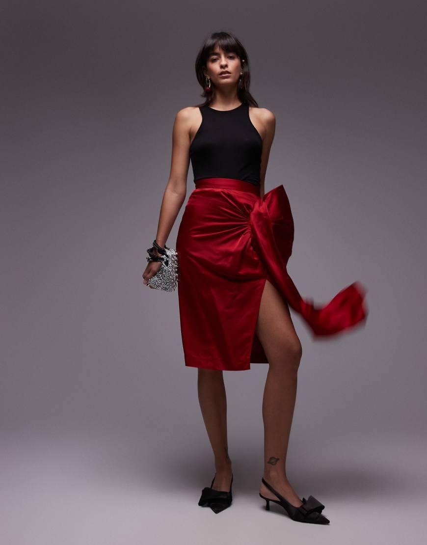 Bow Tie Tight Skirt Asos Other Stories Pencil Midi Skirt With Tie