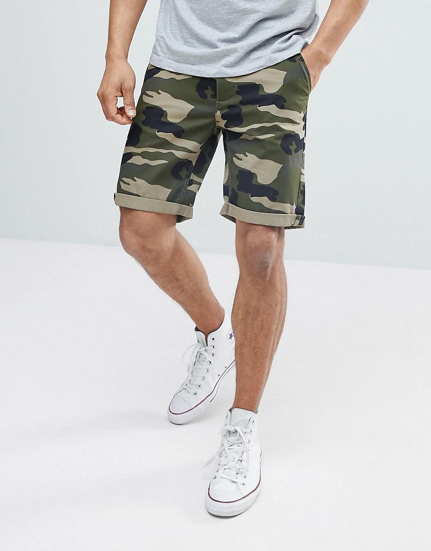 D-Struct Turn Up Camo Print Chino Shorts in Green for Men - Lyst
