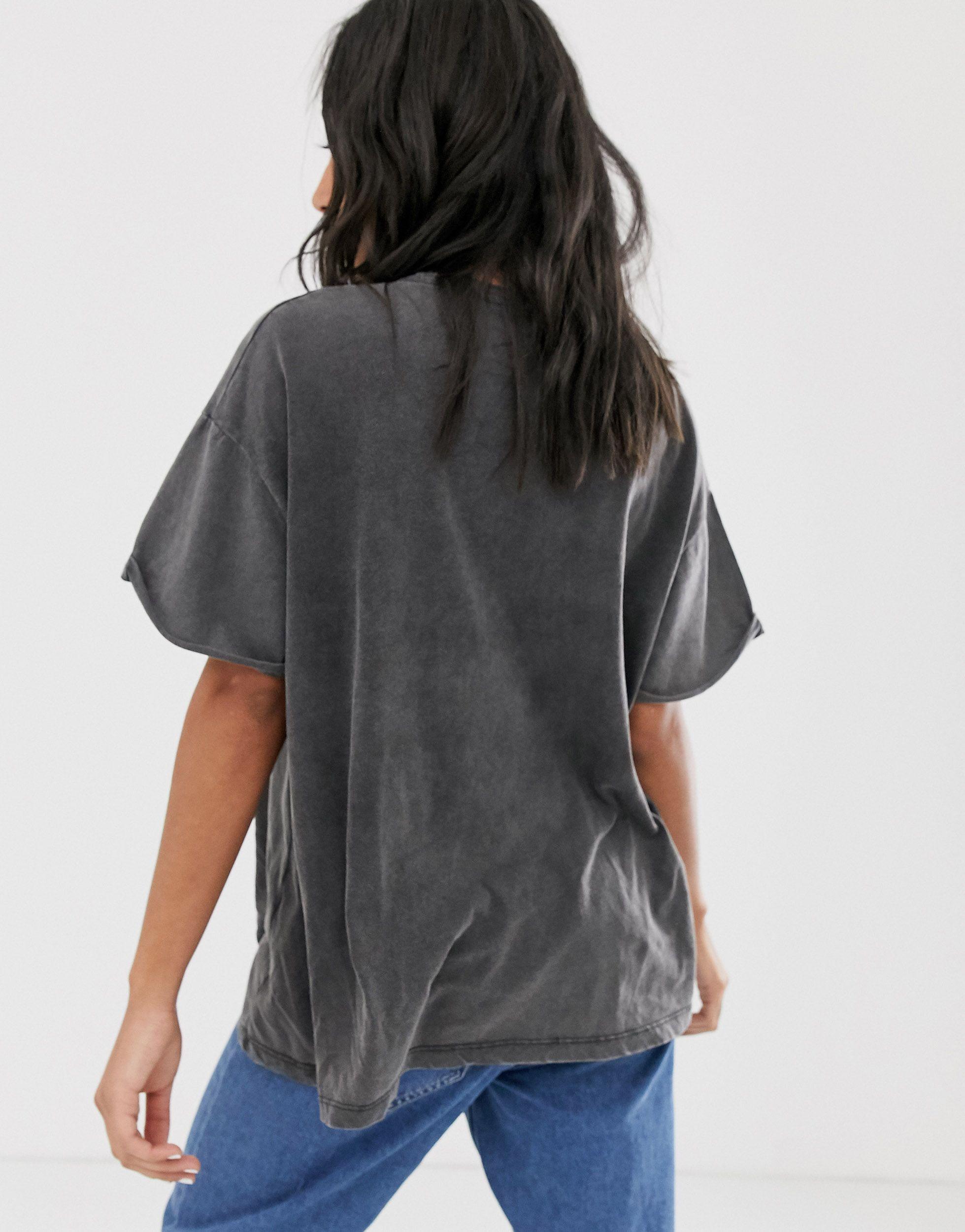 Camiseta en gris desgastado ACDC Bershka de color Negro Lyst