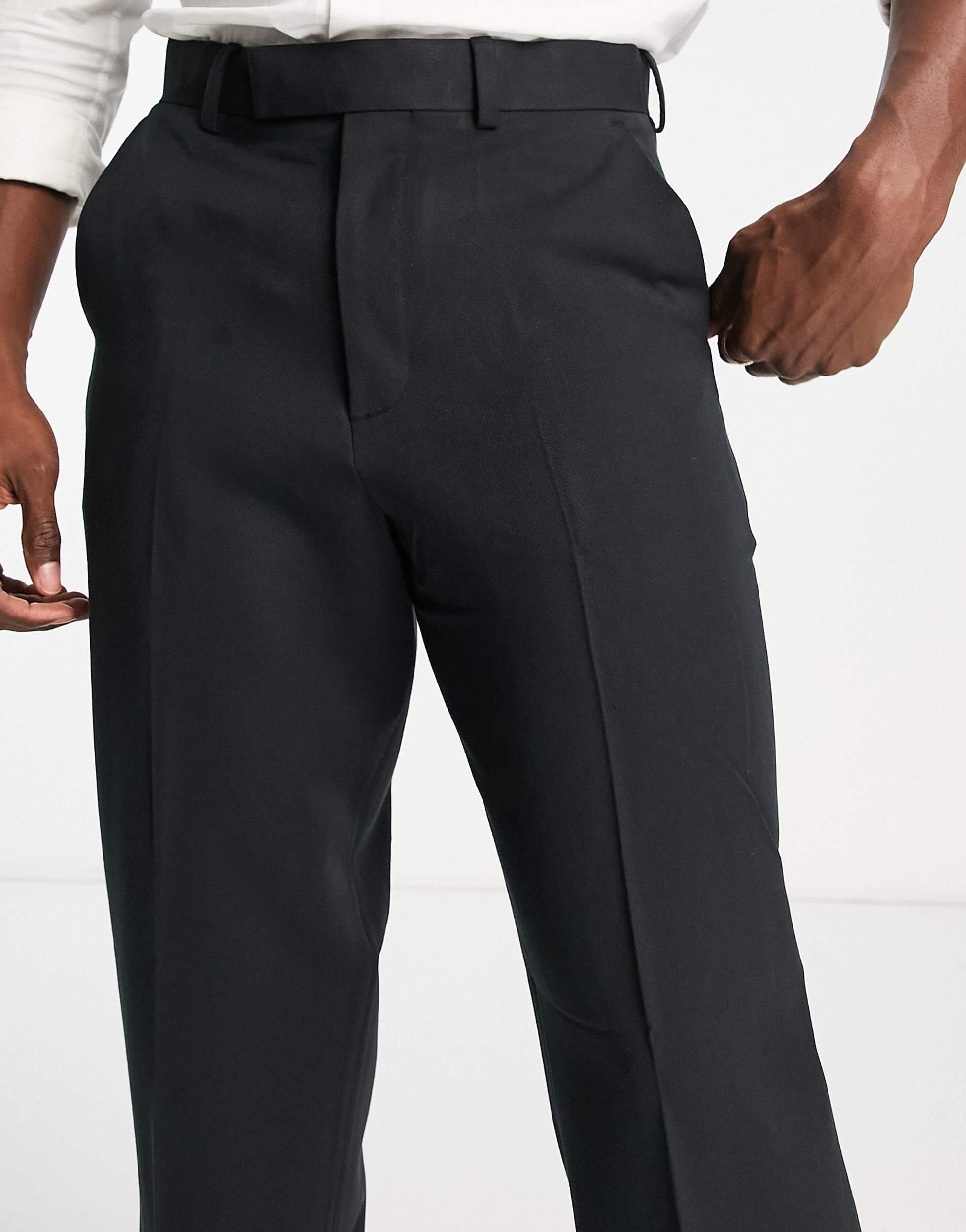ASOS Wide Leg Smart Trousers in Black for Men | Lyst
