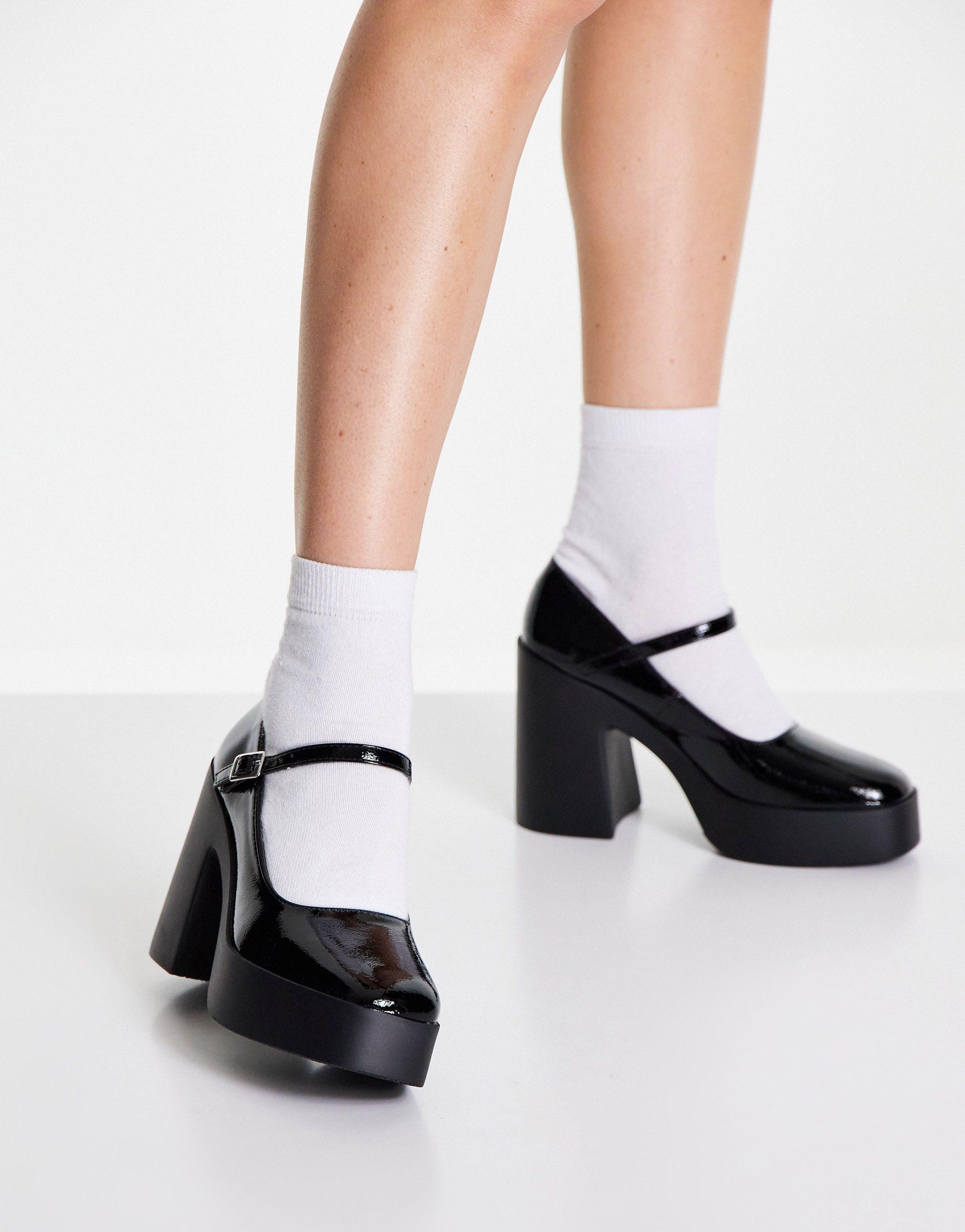 ASOS Penny - Mary Jane-schoenen Met Hak En Plateauzool in het Zwart | Lyst  NL