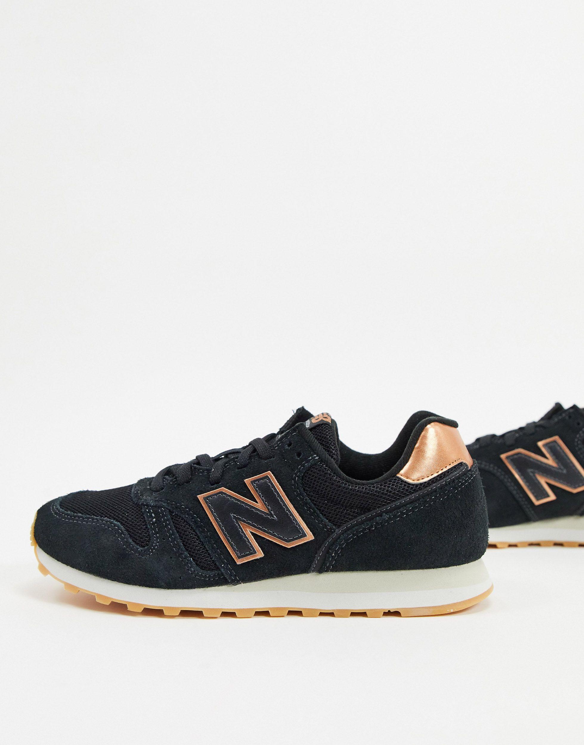 New Balance Suede 373 Womens Black / Rose Gold Trainers for Men - Lyst