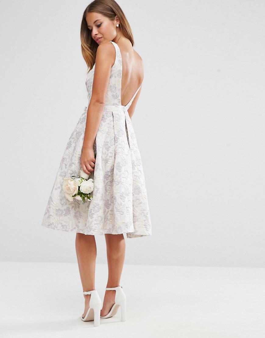 ASOS Synthetic Wedding Jacquard Midi Prom Dress in White - Lyst