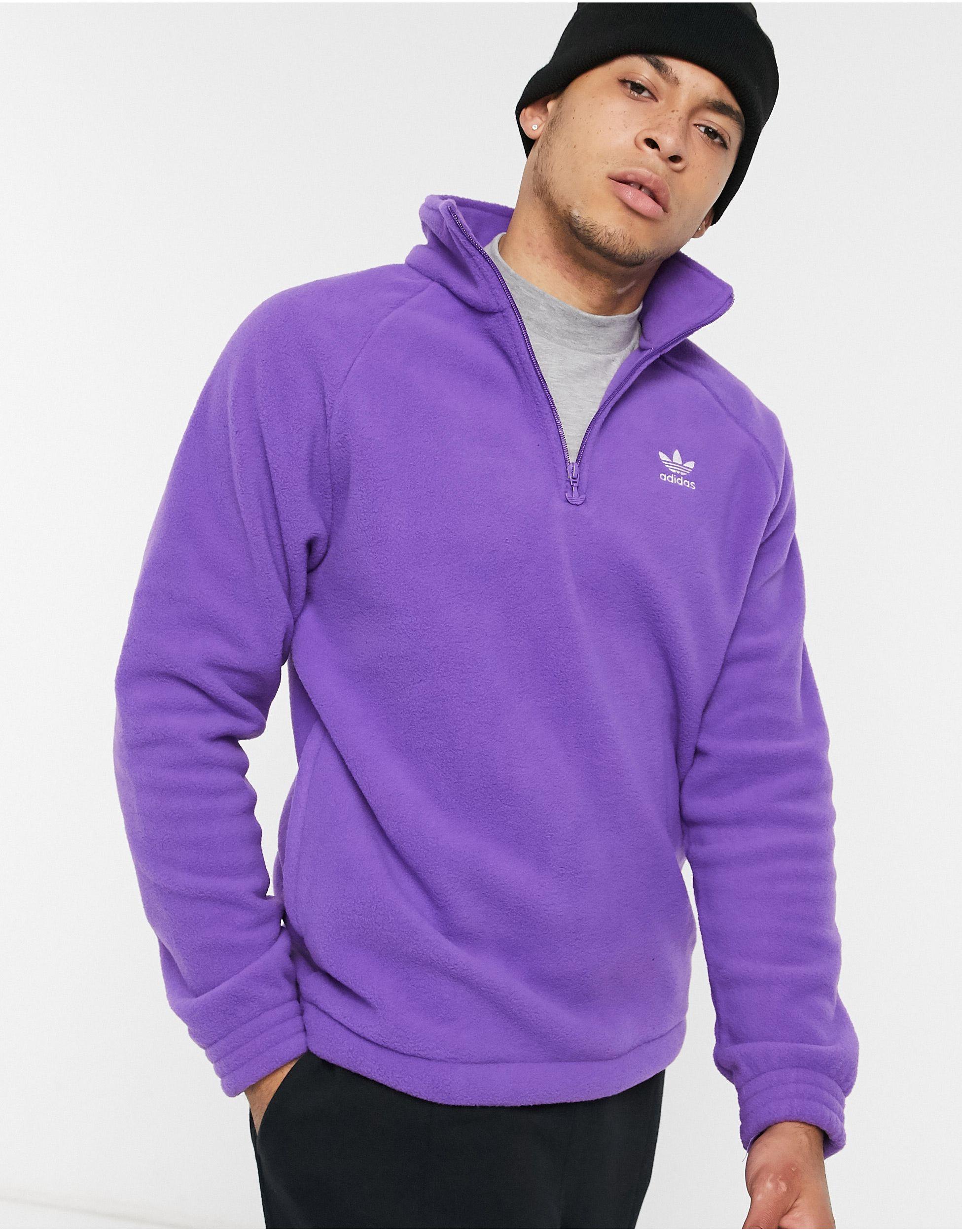 adidas Originals 1/4 Zip Fleece in White (Purple) for Men - Lyst