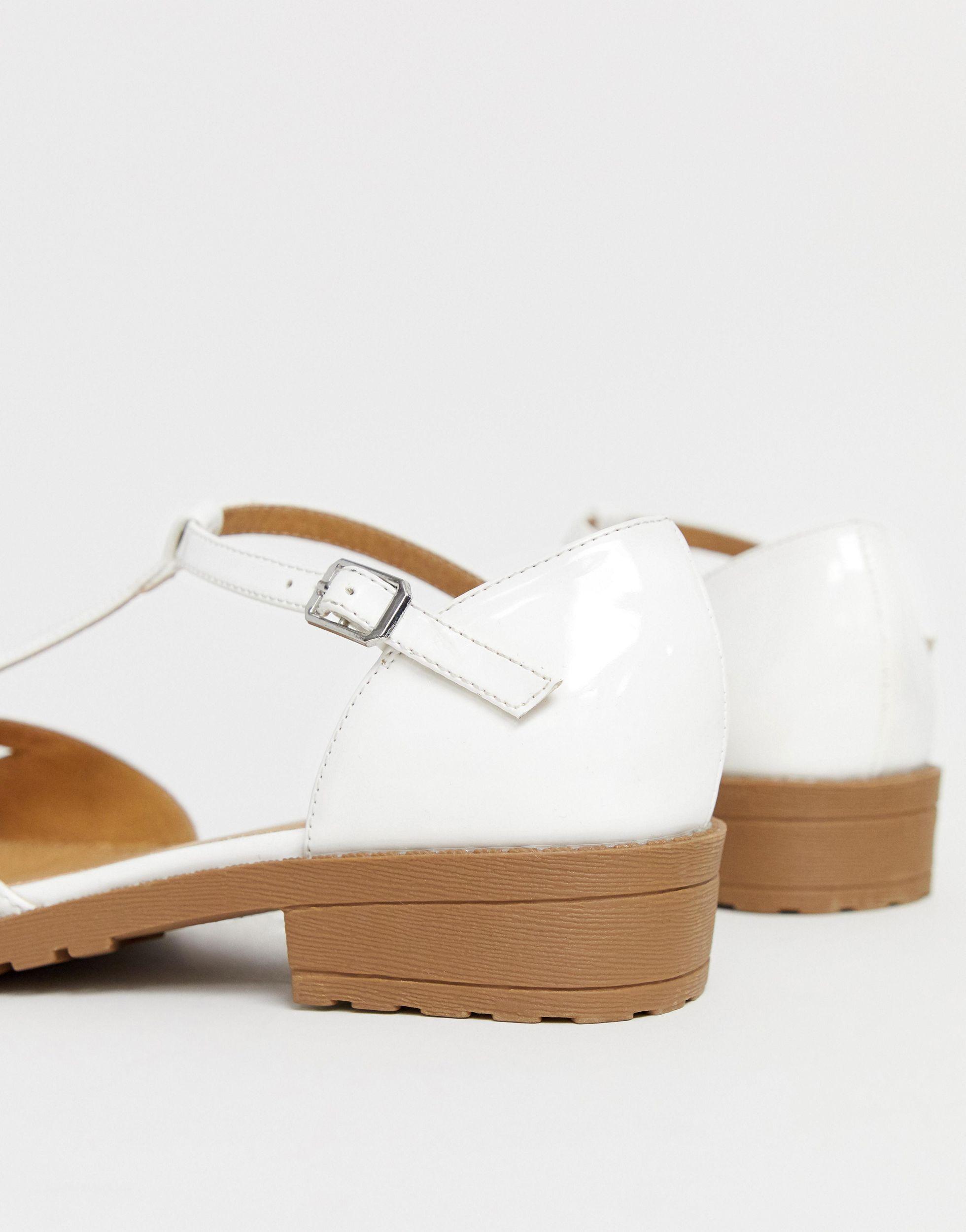 Asos Leder Micha Flache Weisse Schuhe In Weiss Lyst