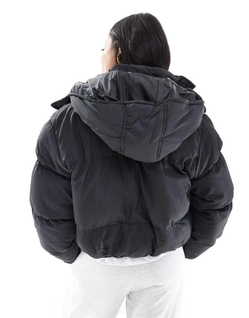 Brave Soul Petite Hooded Puffer Jacket in Black Lyst UK