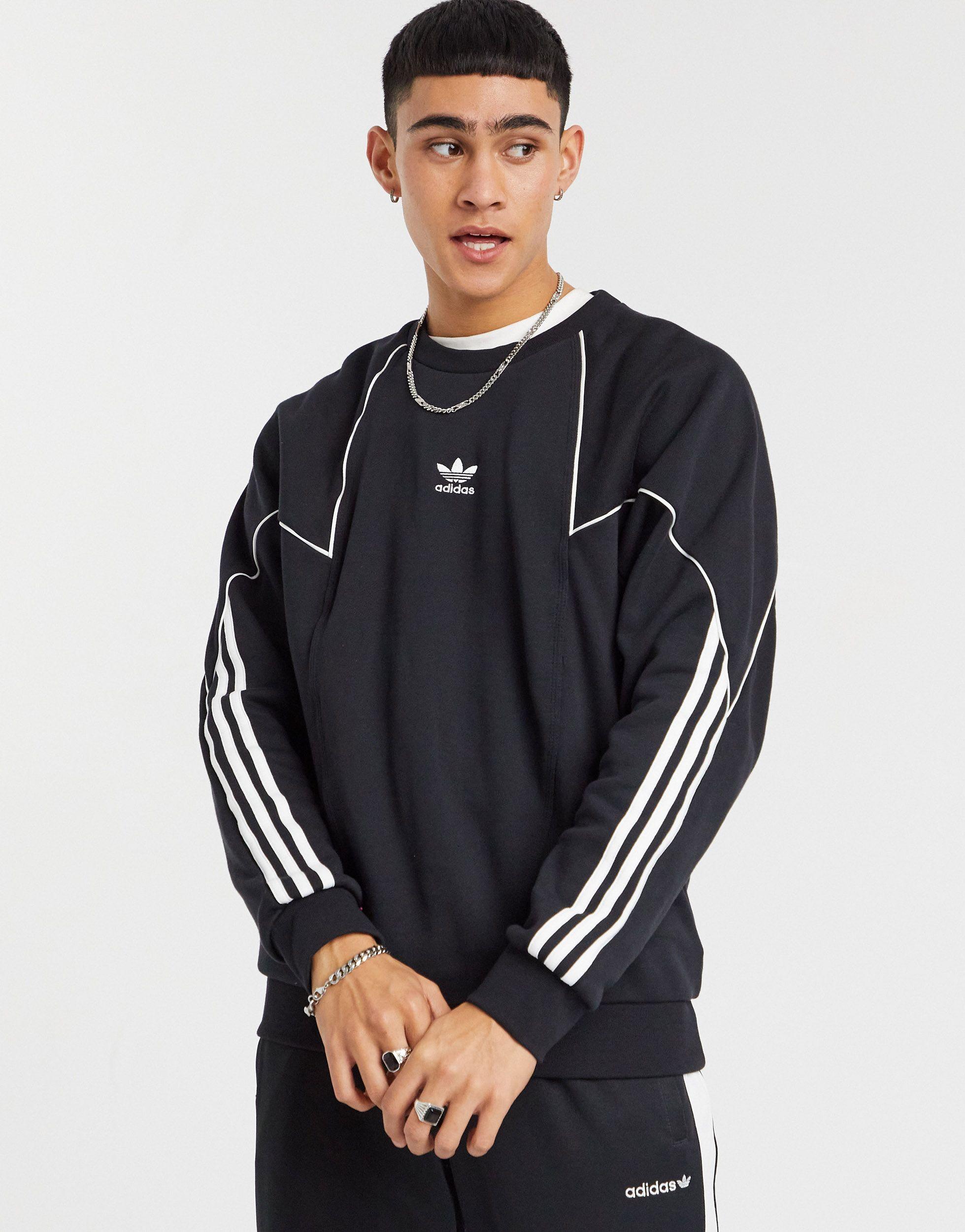 adidas Originals Sweatshirt With Central Trefoil Logo in Black for Men -  Lyst