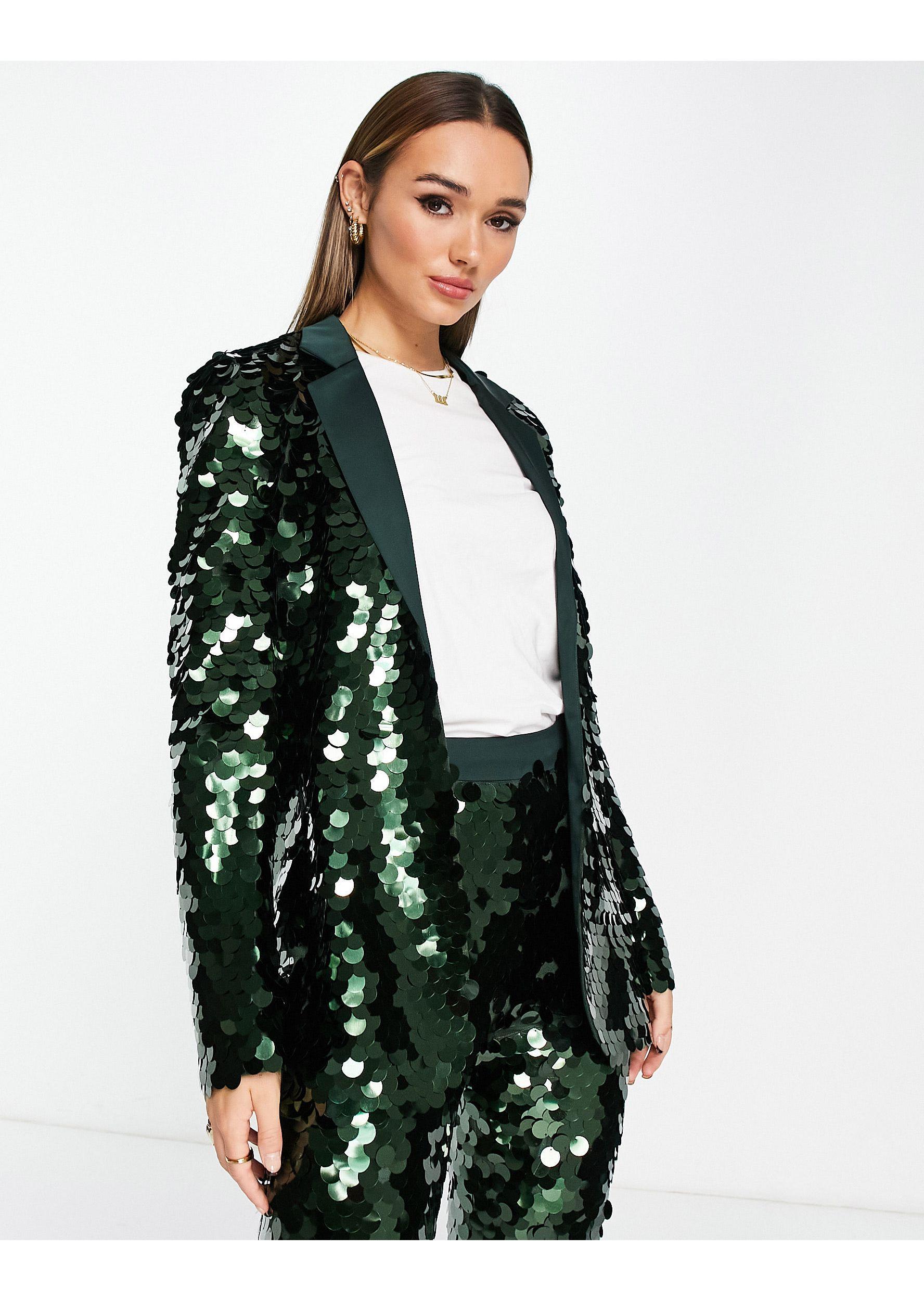 ASOS Sequin Slim Blazer in Gray Lyst