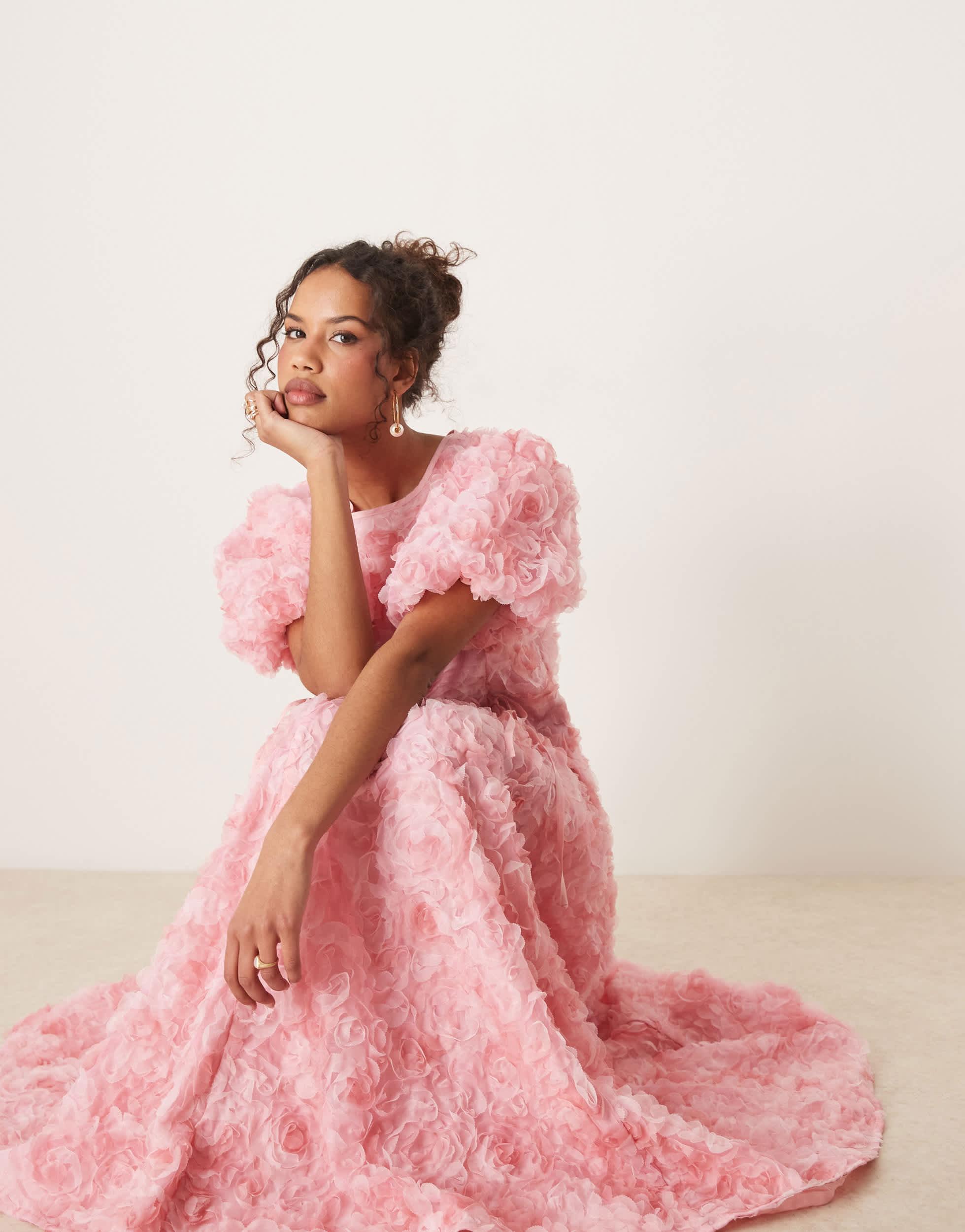 Sister Jane 3d Floral Tulle Midi Dress in Pink | Lyst