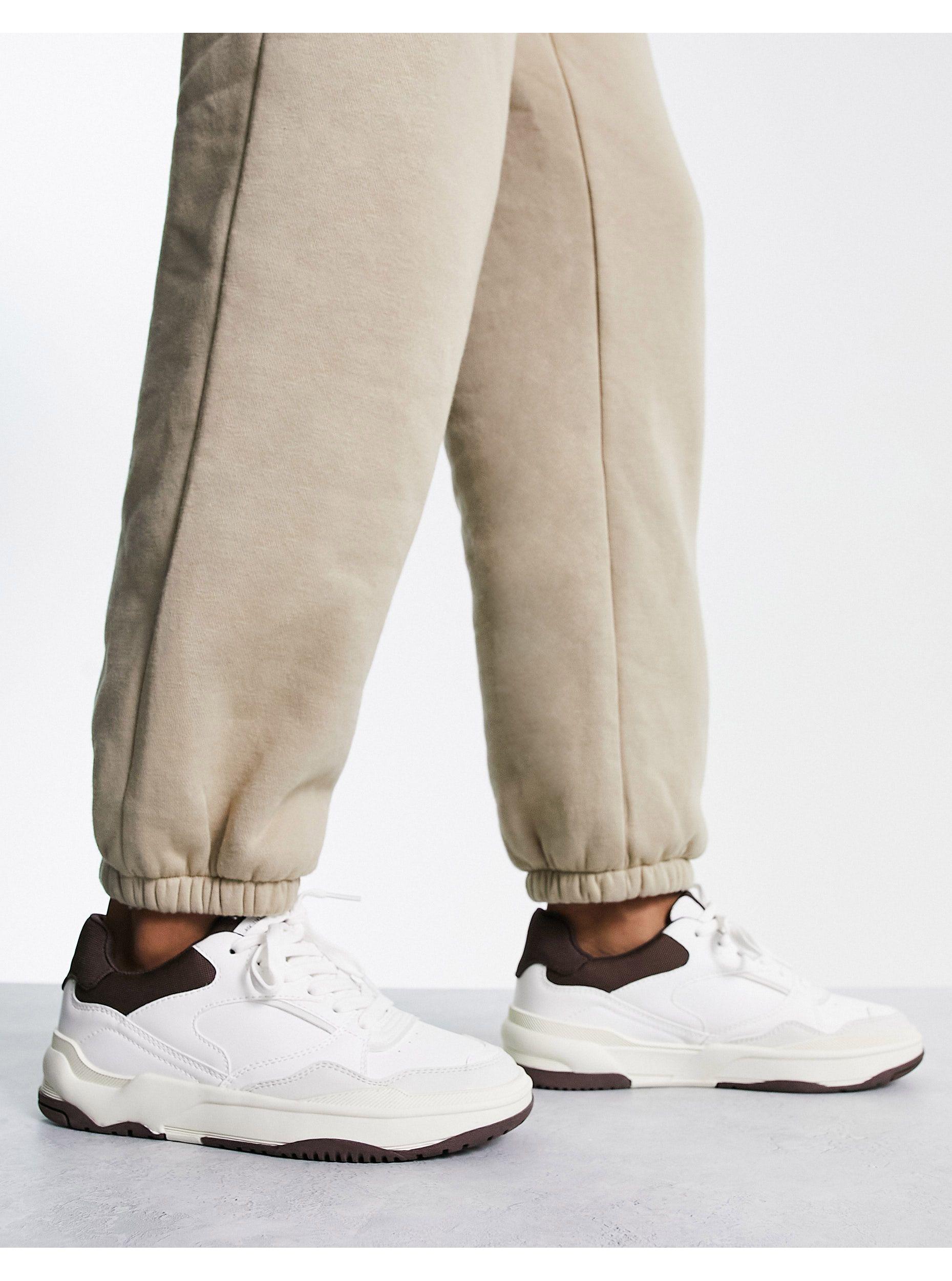 Bershka Chunky Contrast Colour Detail Trainers in Natural | Lyst