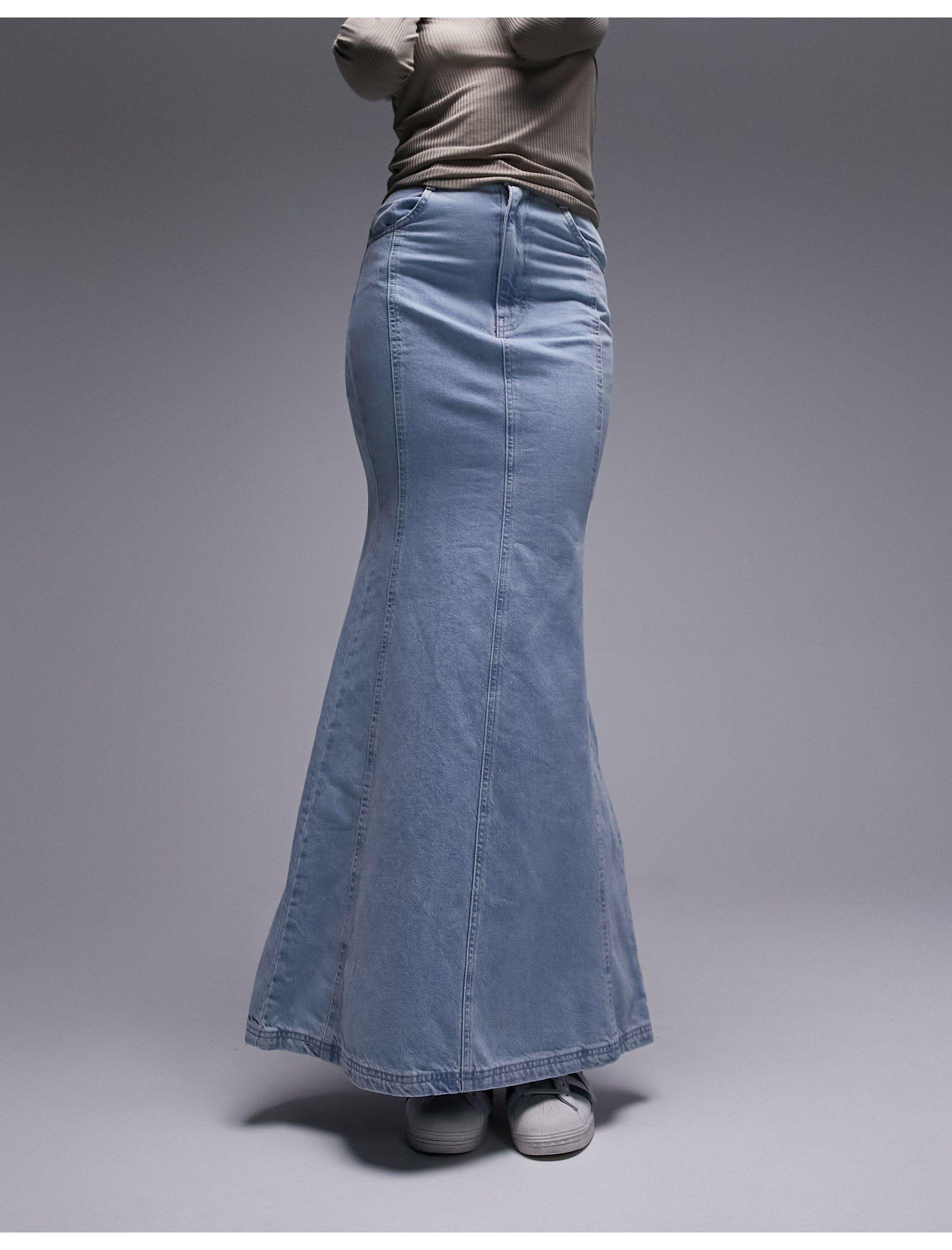 naoho denim mermaid skirt（TOPSHOP Highwaist Denim Fishtail Skirt 