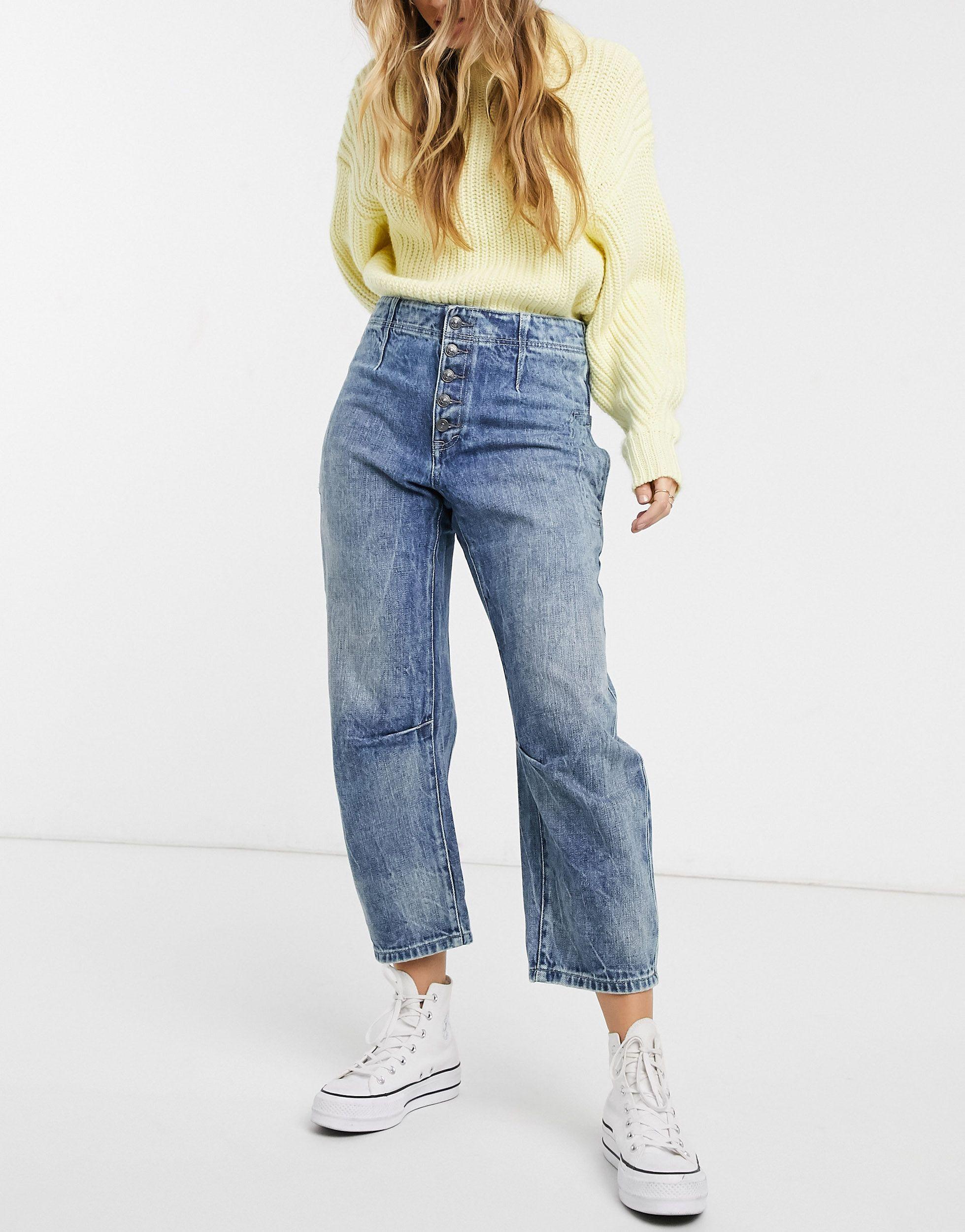 Free People Osaka Relaxed Straight Leg Jeans in Blue | Lyst