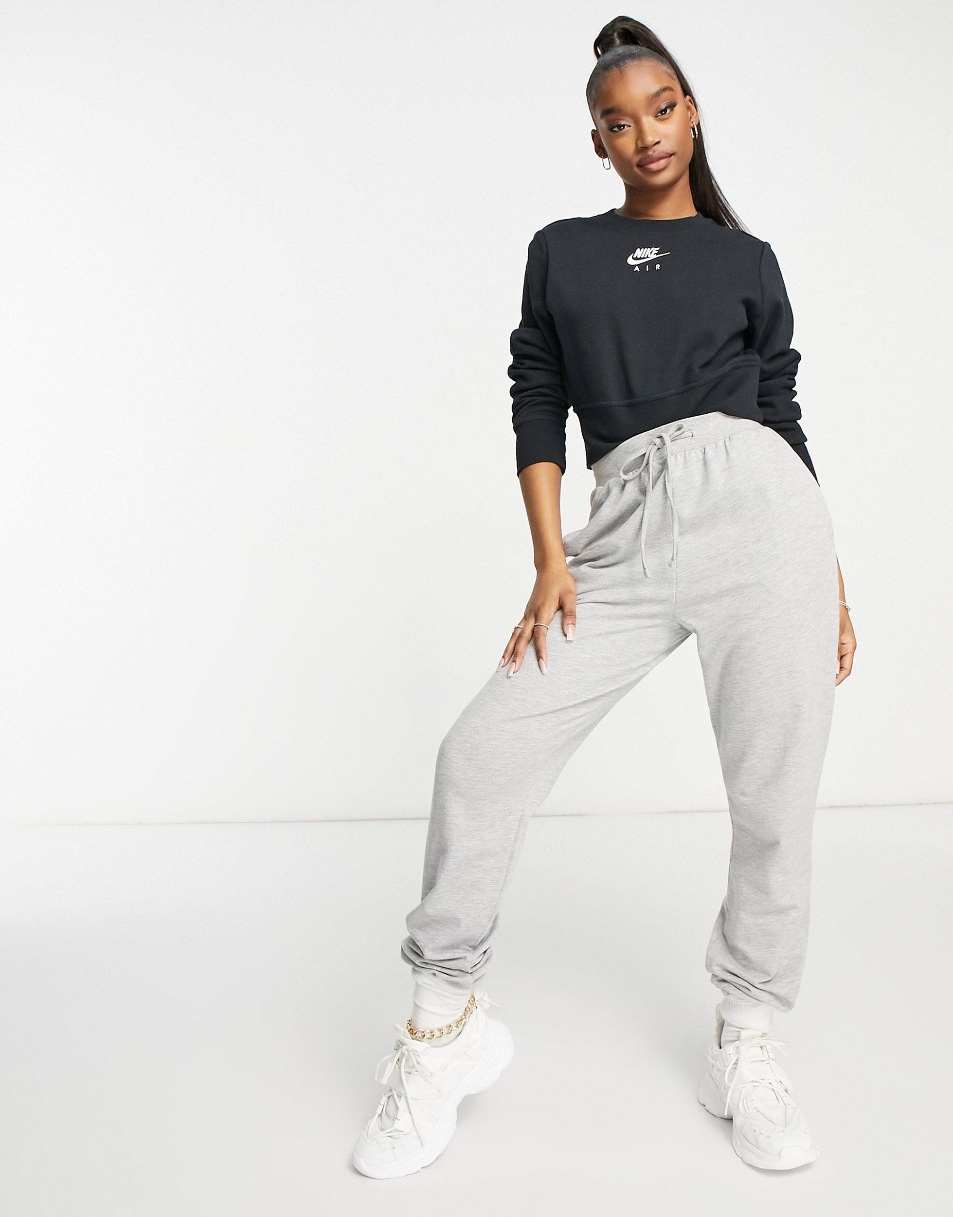Nike Air Cropped Fleece Sweatshirt in Black | Lyst Australia