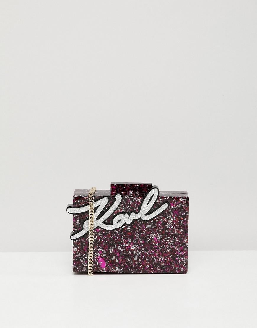 Karl Lagerfeld Glitter Shine Minaudiere Box Bag | Lyst