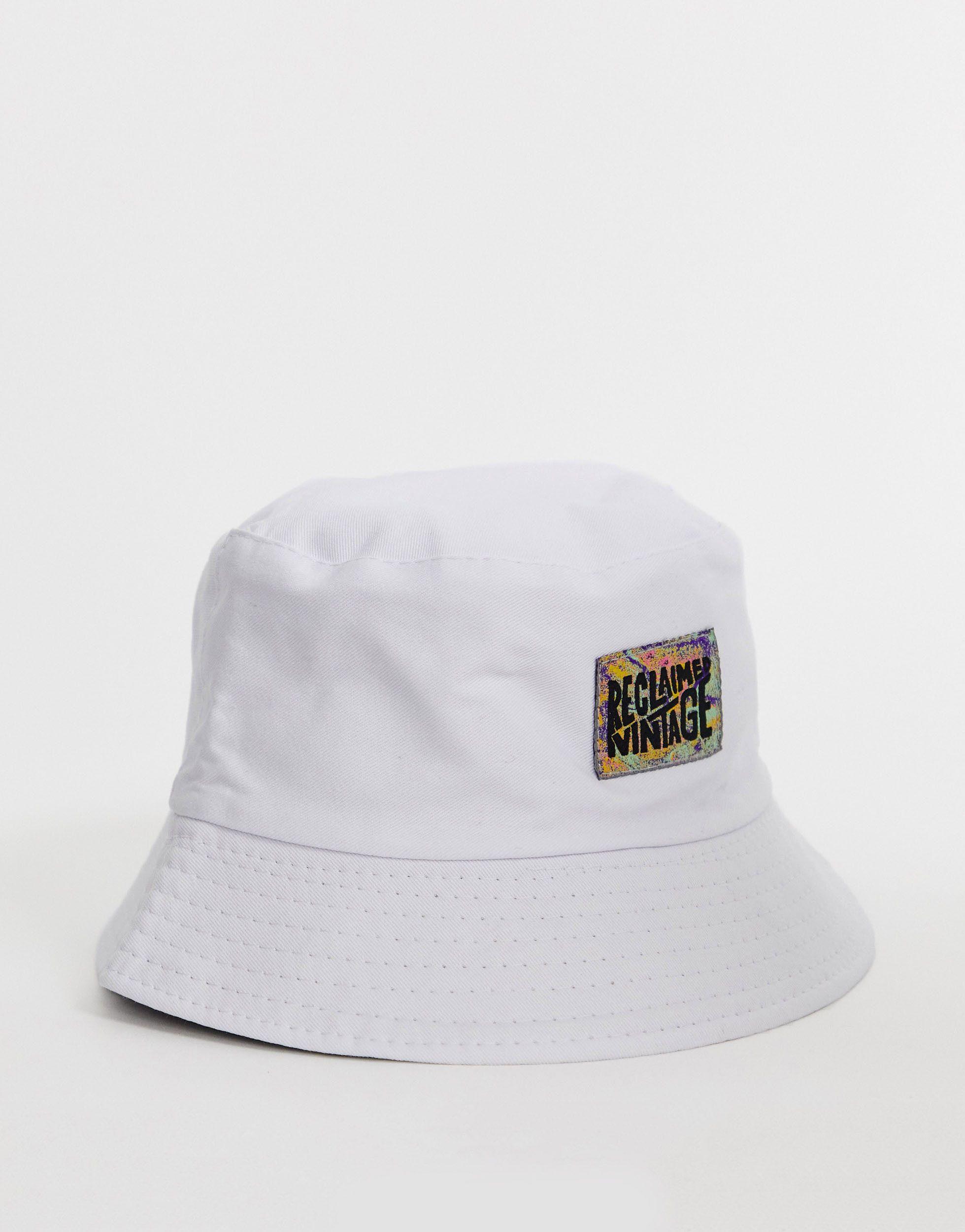 White branded bucket hat Clearance