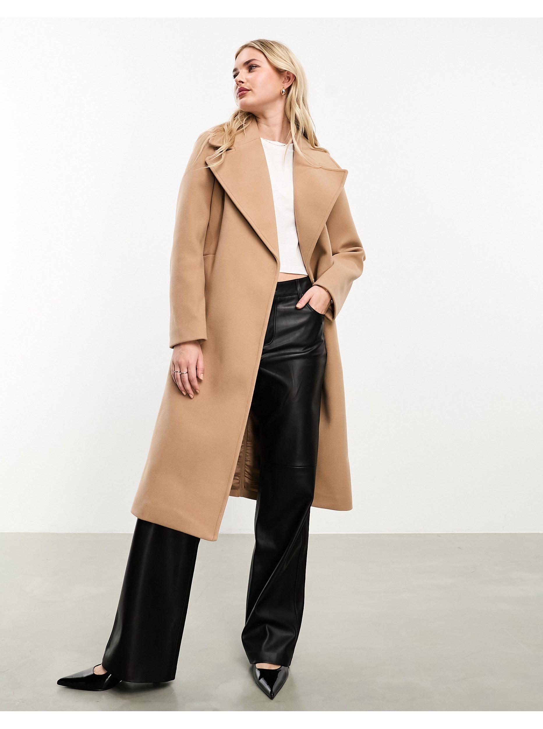 Forever New Formal Wrap Coat With Tie Belt in Natural Lyst Australia