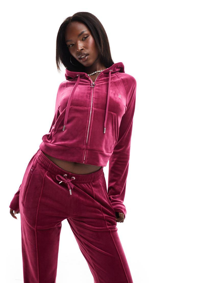 Velour zip through hoodie sale